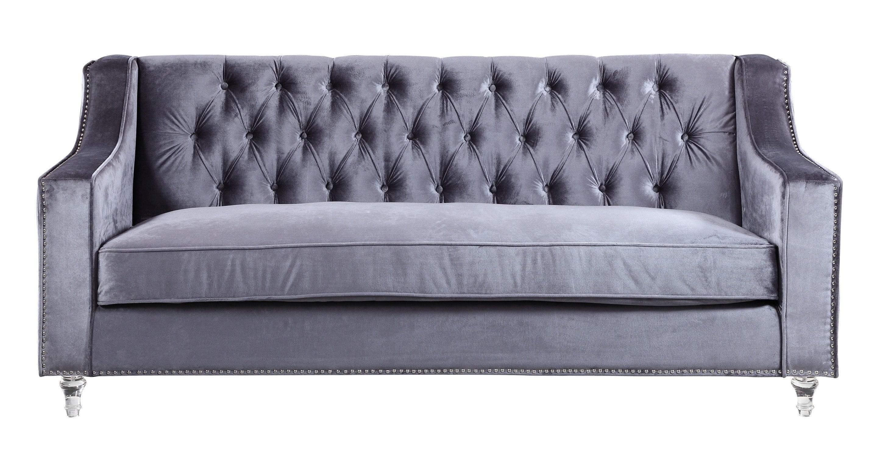 Berry Velvet Sofa With Acrylic Legs