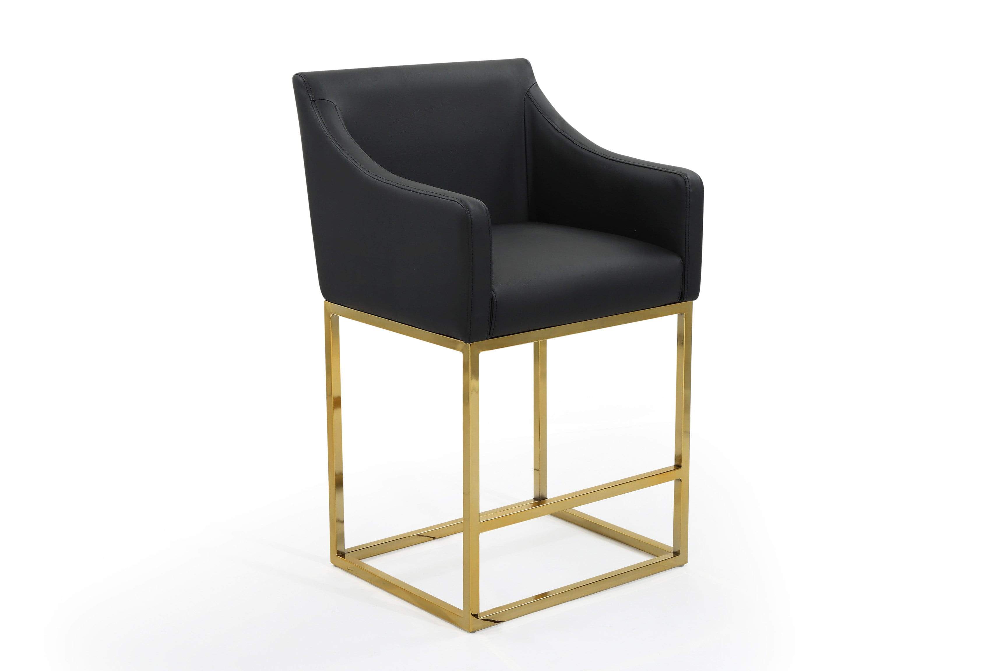 Cordele Faux Leather Counter Stool Chair Gold Base