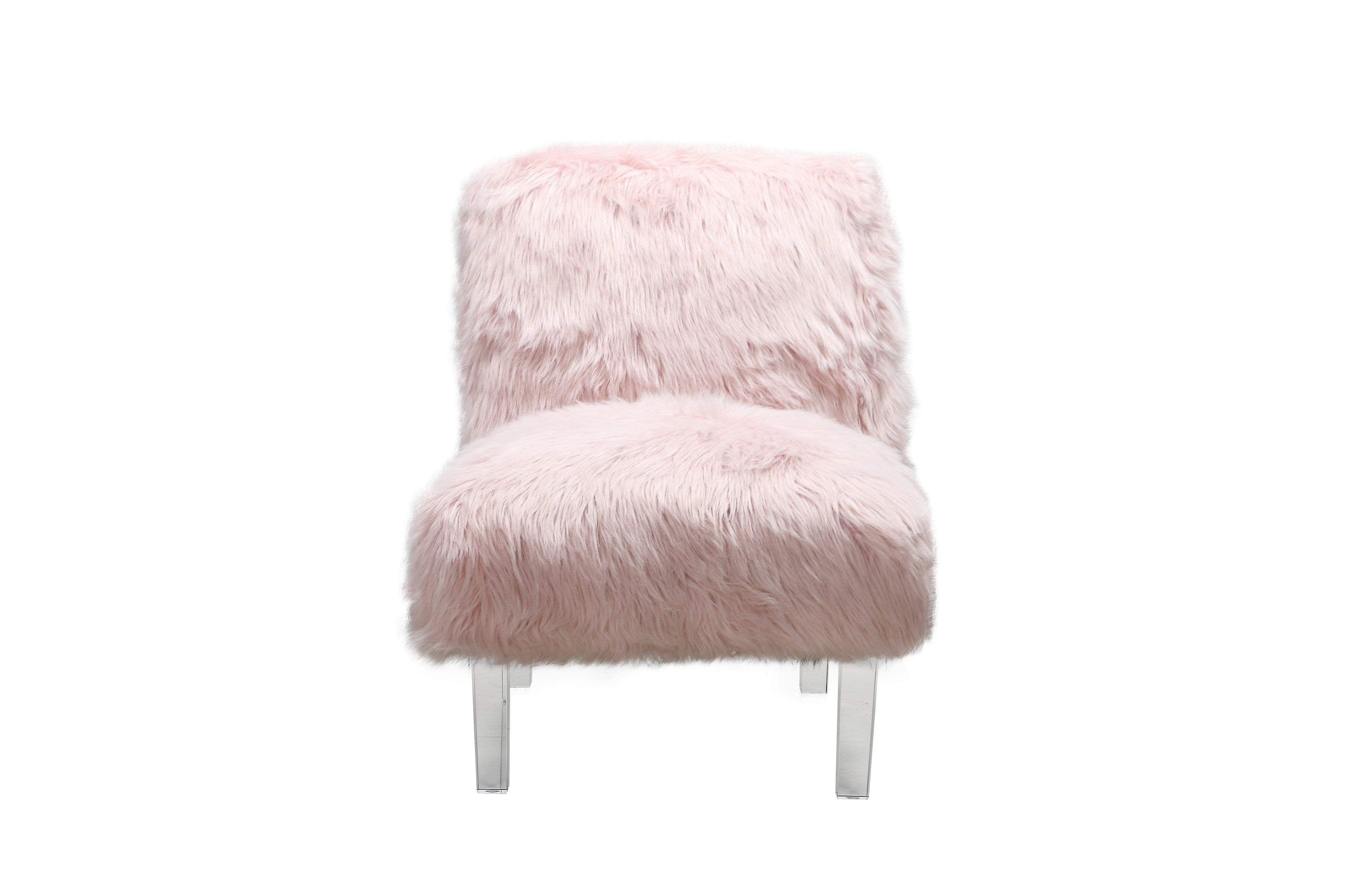 Fulvio Faux Fur Accent Side Chair Acrylic Legs