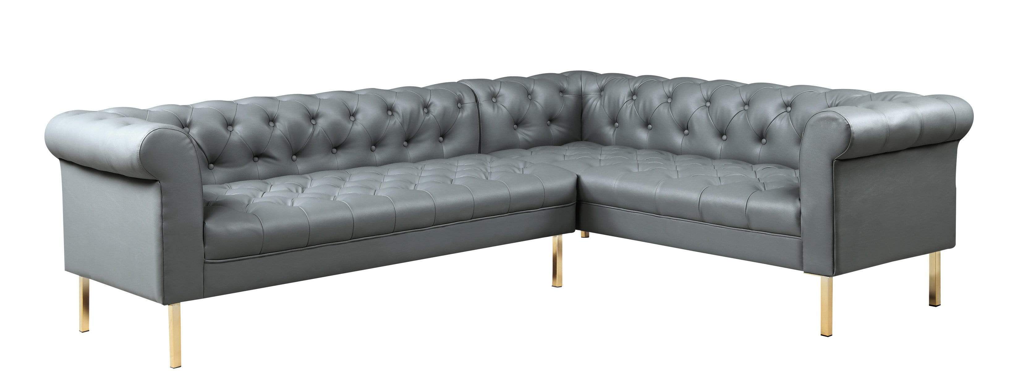 Julian Right Facing Faux Leather Sectional Sofa