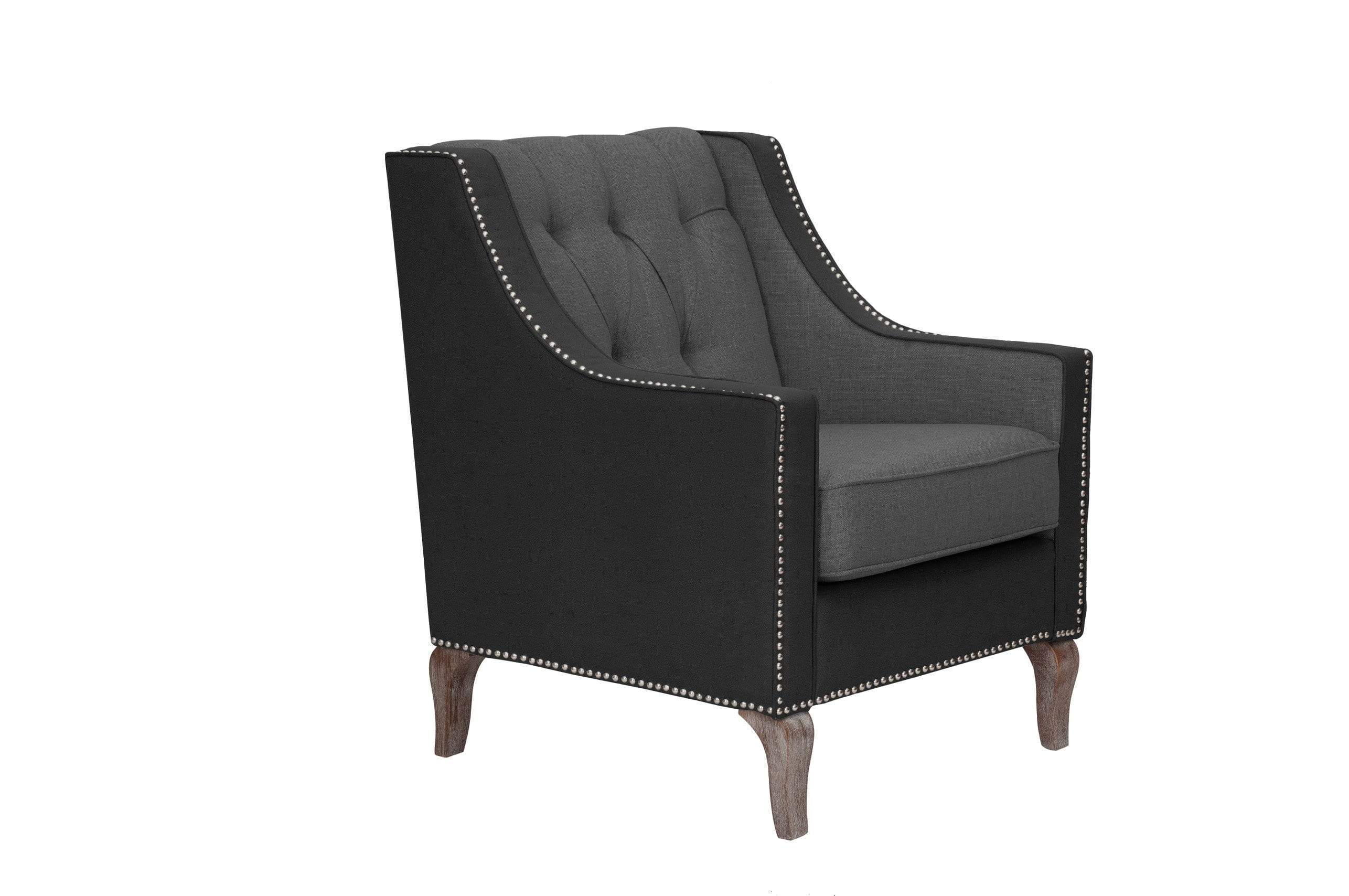 Kris Tufted Faux Leather Linen Accent Club Chair
