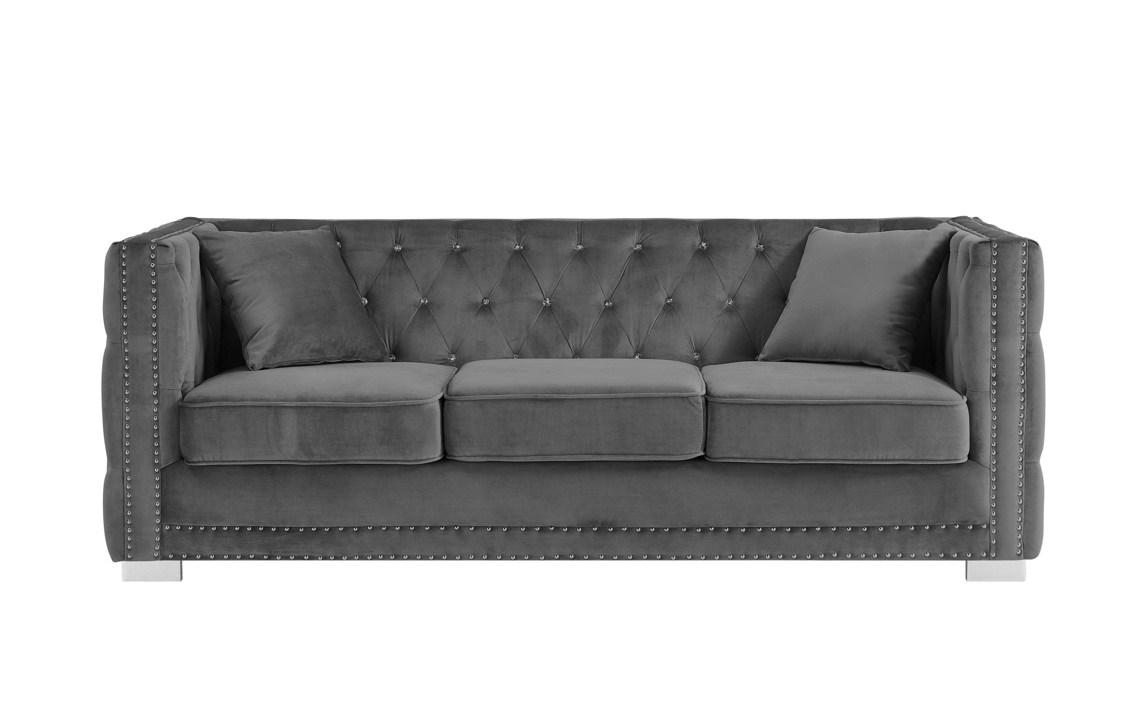 Kristofel Velvet Button Tufted Sofa