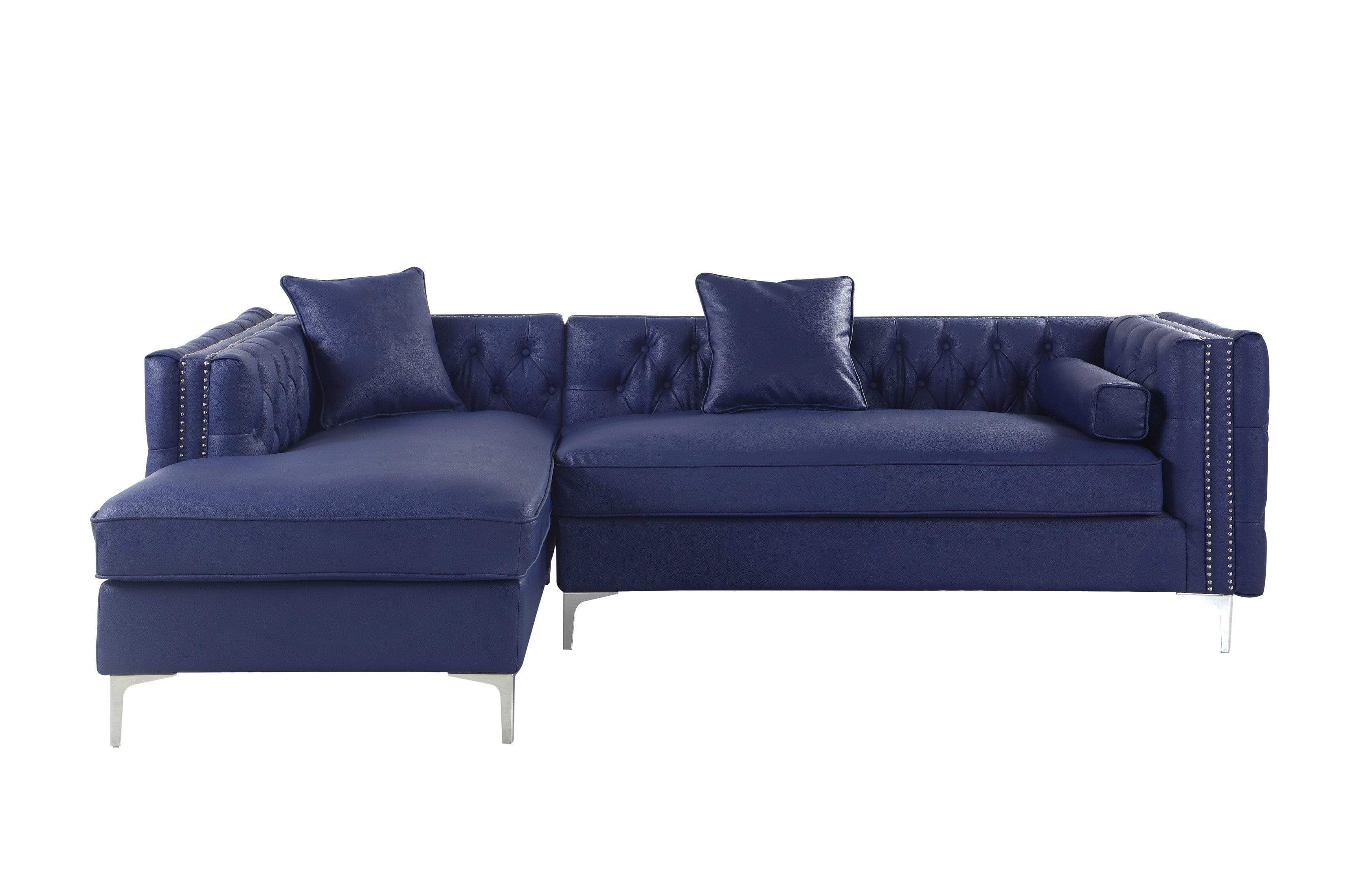 Monet Left Facing Tufted PU Leather Sectional Sofa