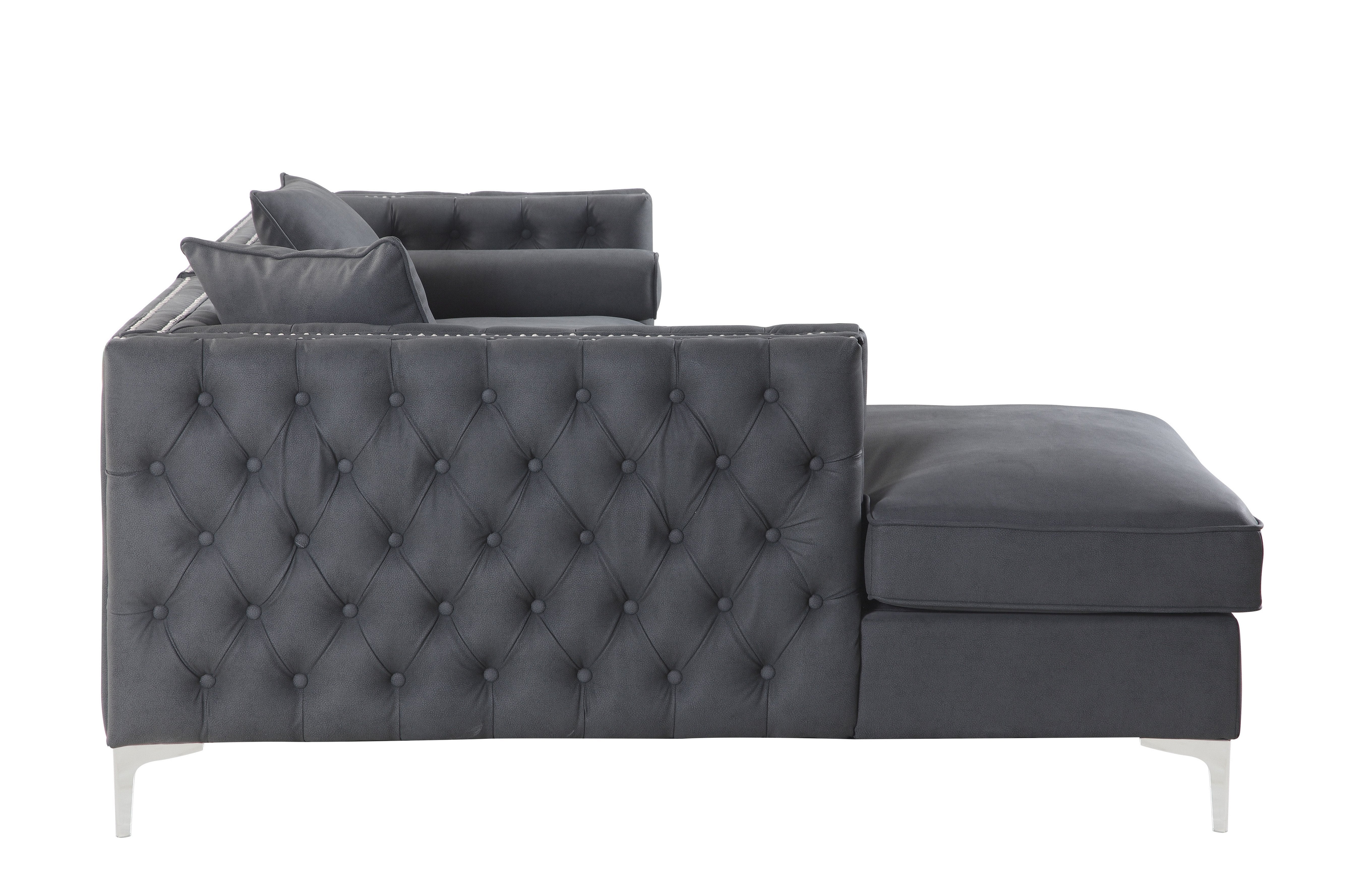 Monet Left Facing Tufted PU Leather Sectional Sofa