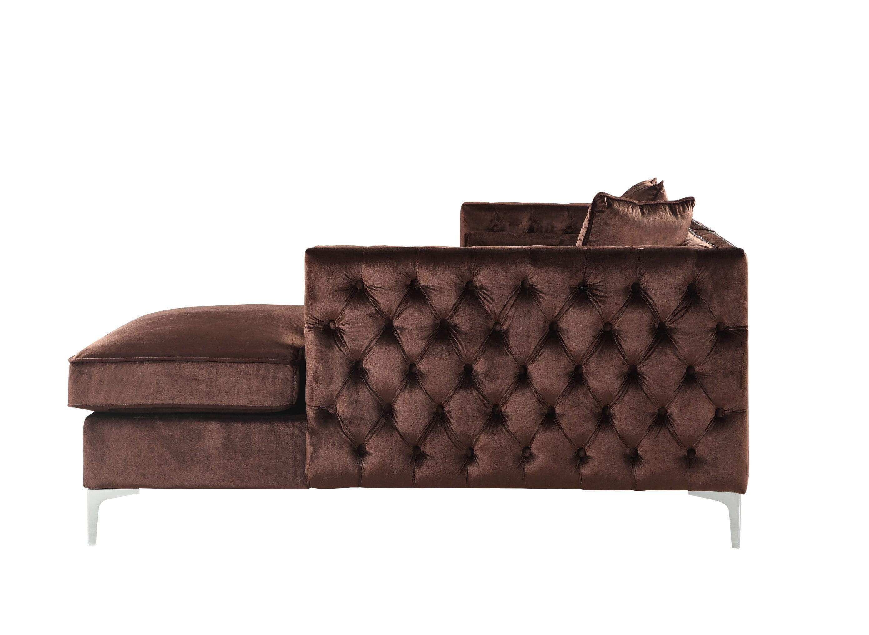 Monet Right Facing Tufted Velvet Sectional Sofa