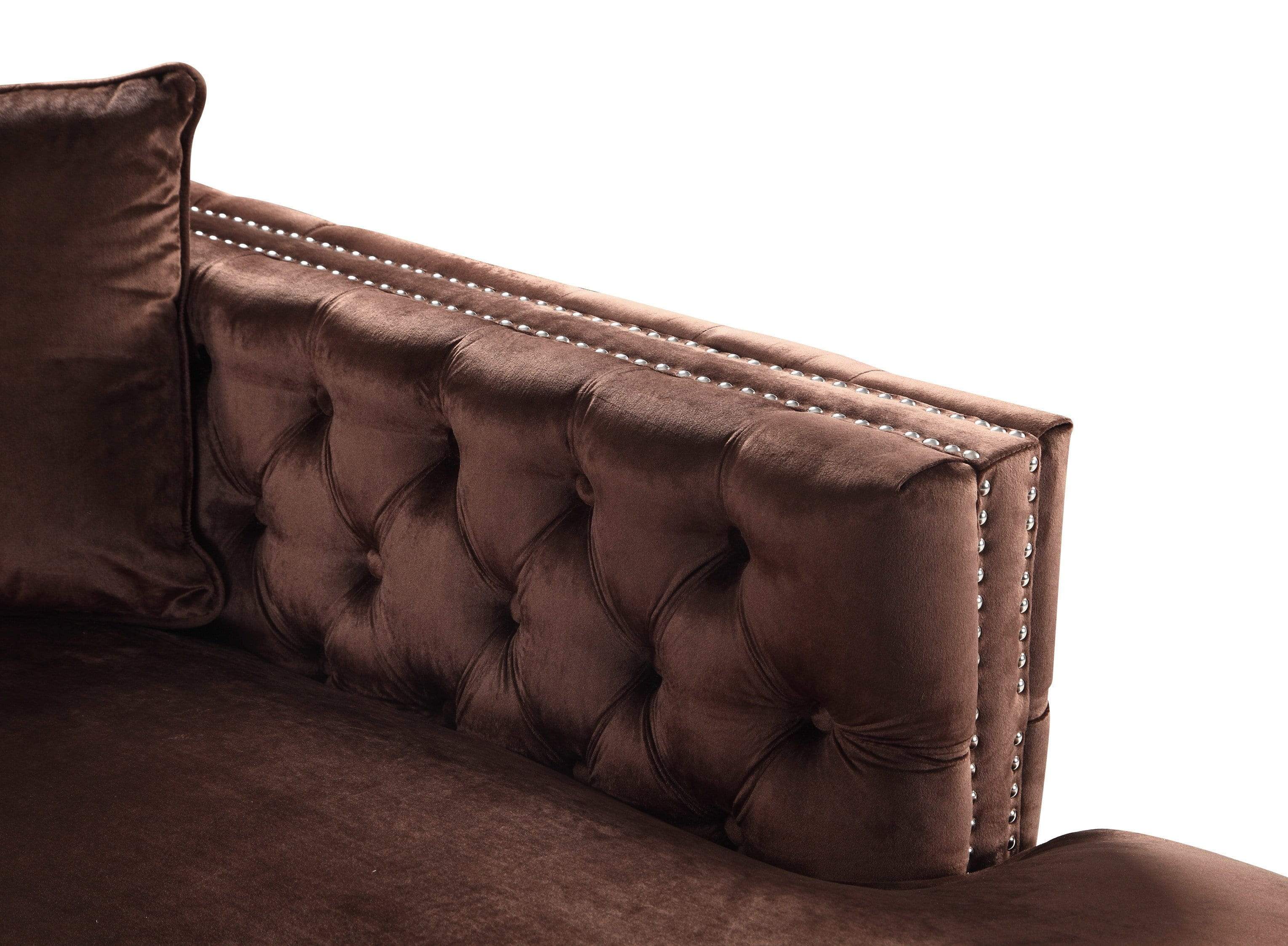 Monet Right Facing Tufted Velvet Sectional Sofa