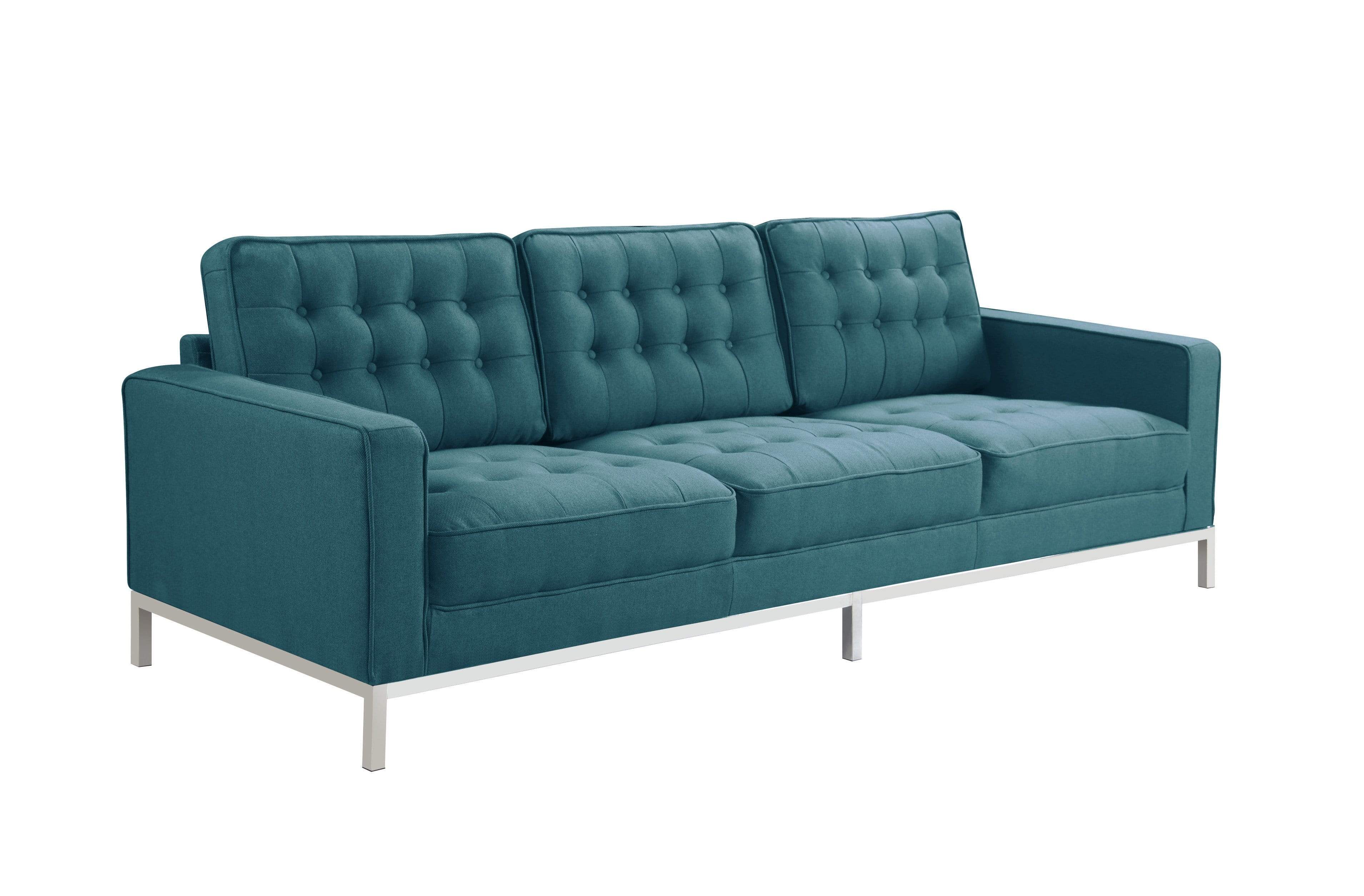 Sterling Three Seat Tufted Linen Sofa