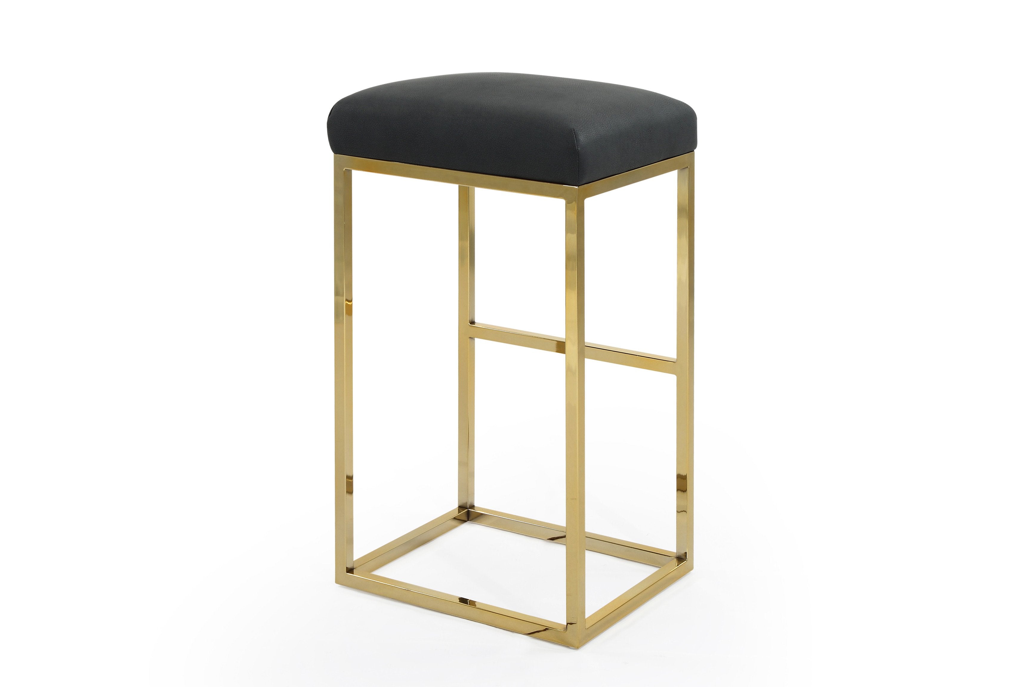 Valerie Faux Leather Bar Stool Chair Gold Base
