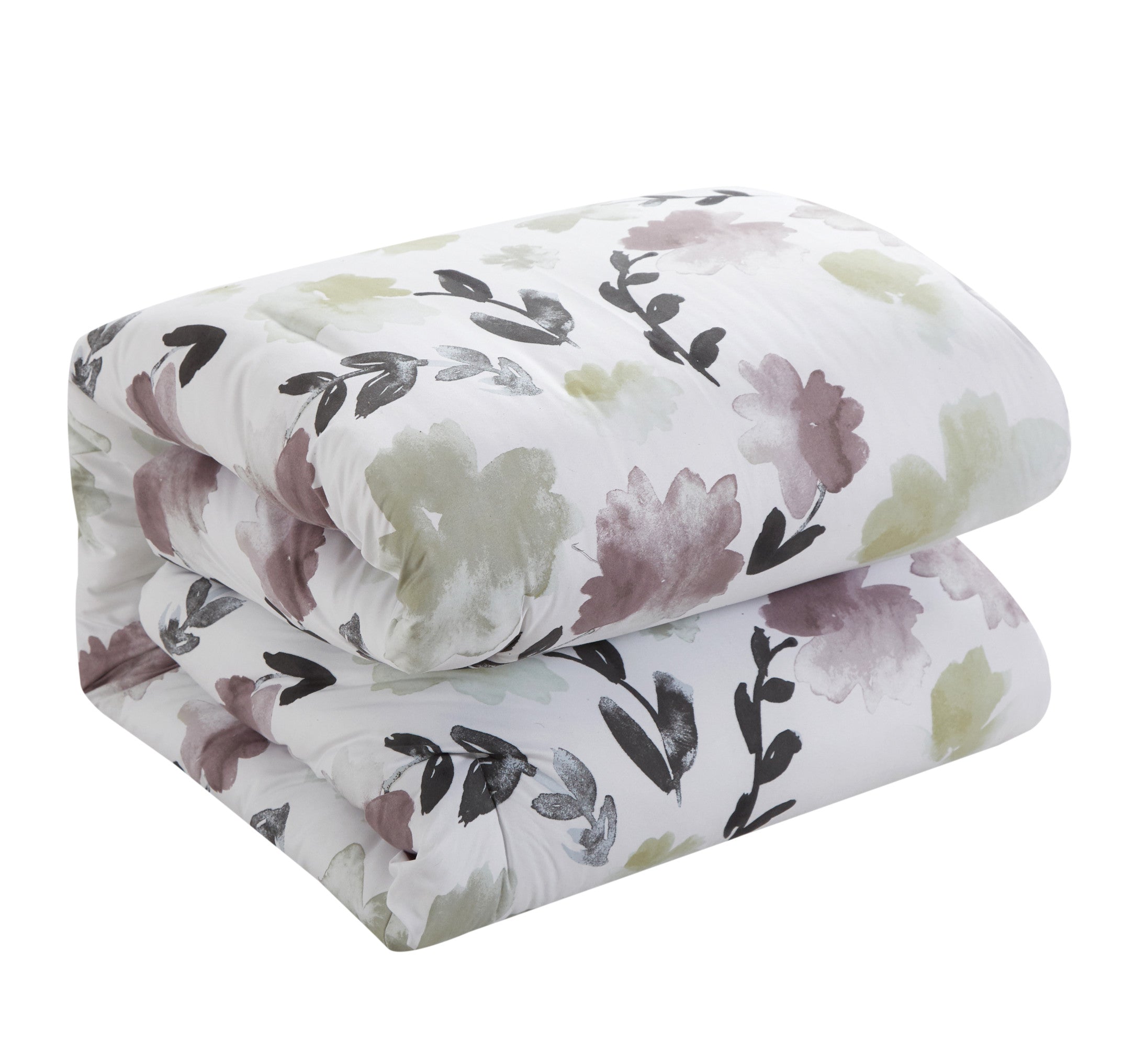 Devon Green 8 Piece Reversible Watercolor Floral Print Comforter Set