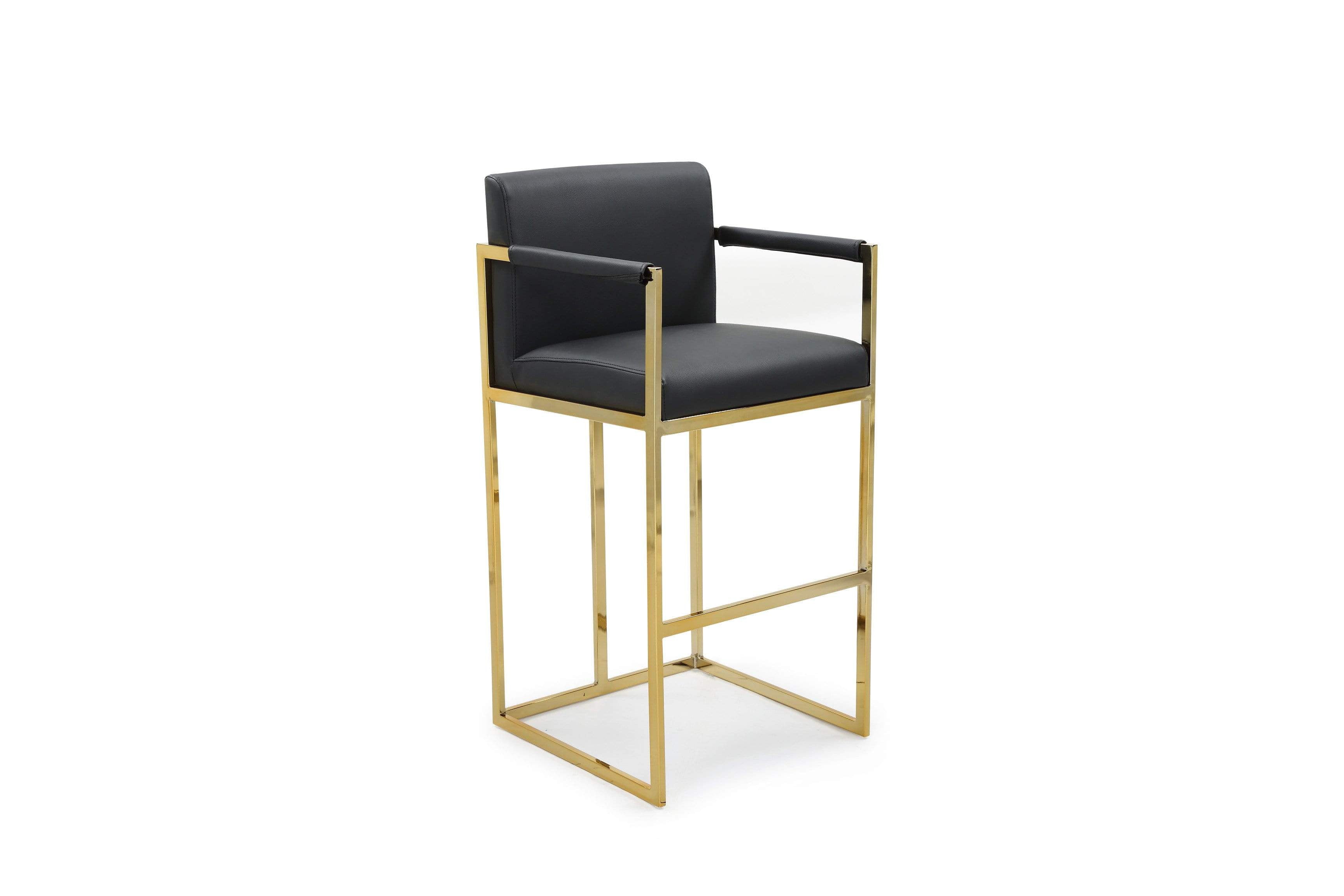 Bertrand Faux Leather Bar Stool Chair Gold Base