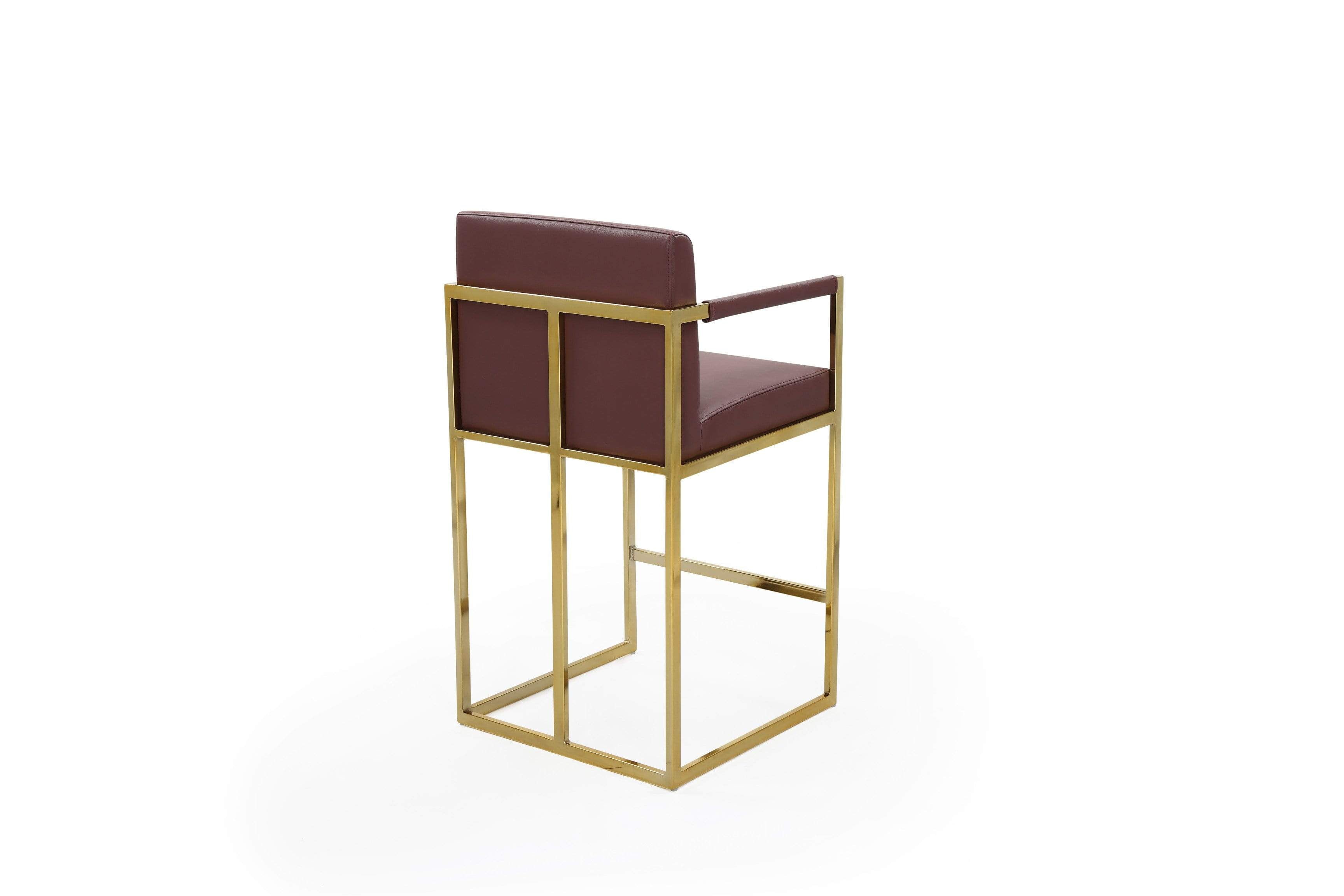 Bertrand Faux Leather Counter Stool Chair Gold Base
