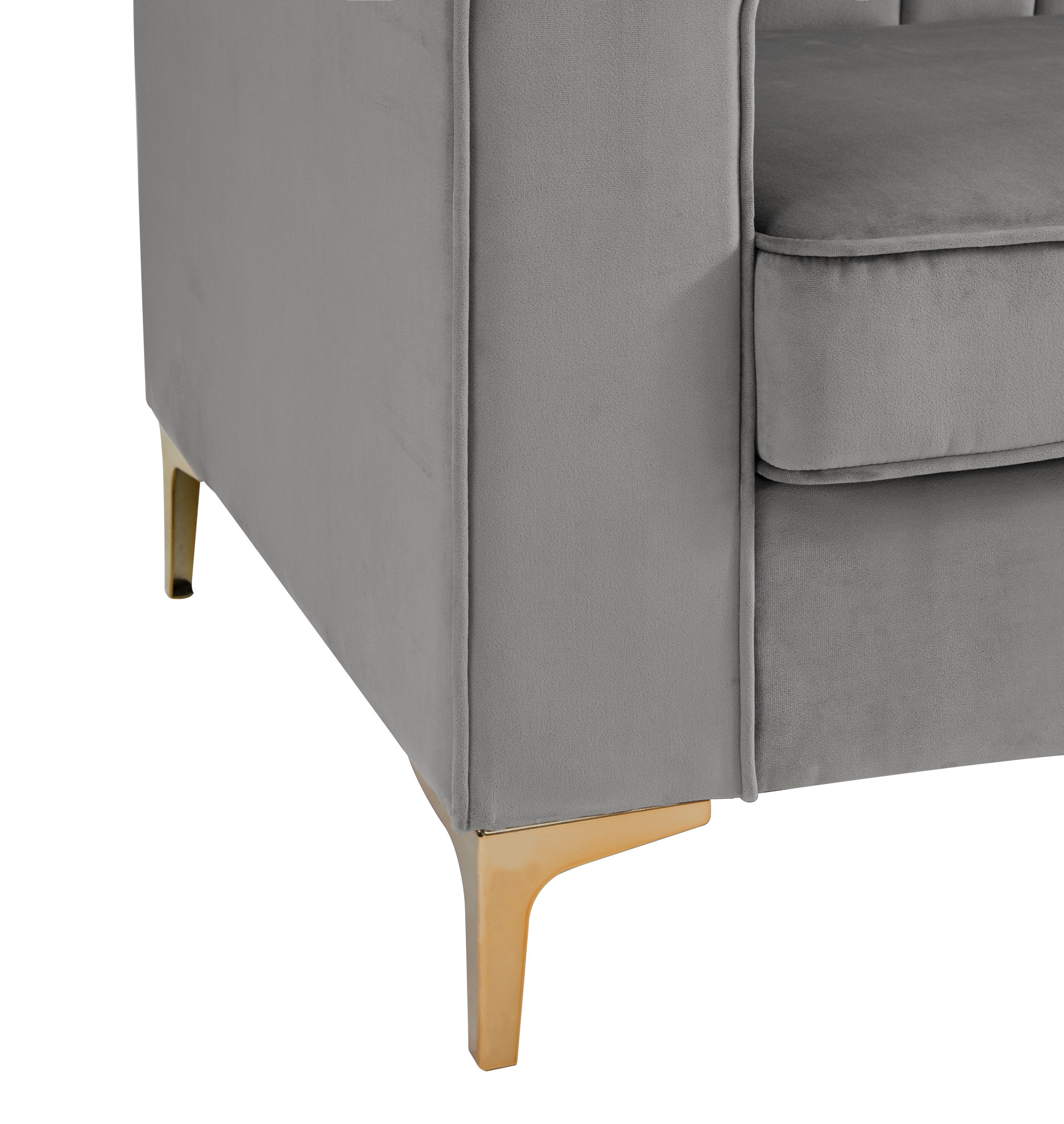 Britannia Modular Chaise Velvet Sectional Sofa With Gold Legs
