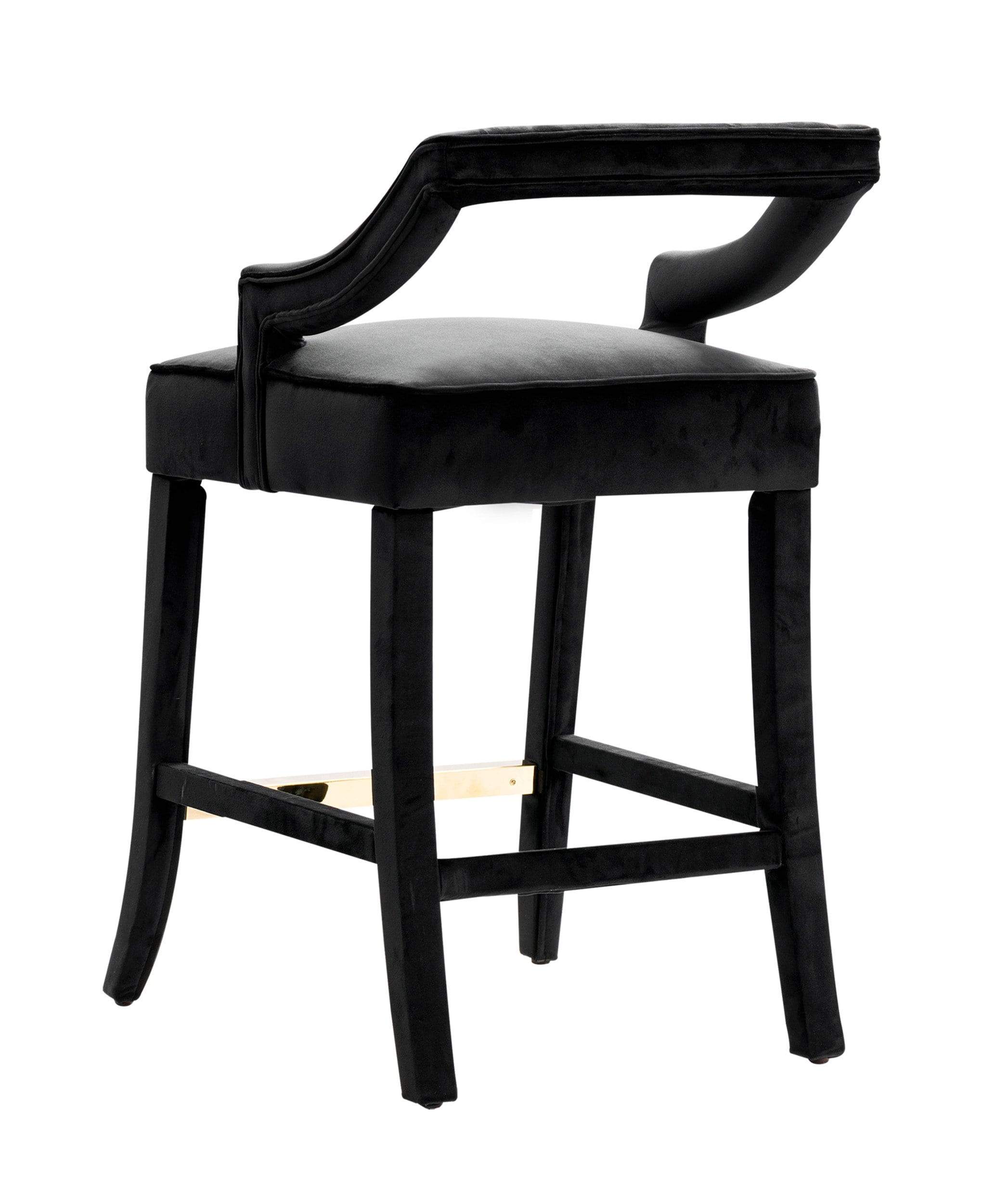 Cassia Velvet Counter Stool Chair Gold Footrest