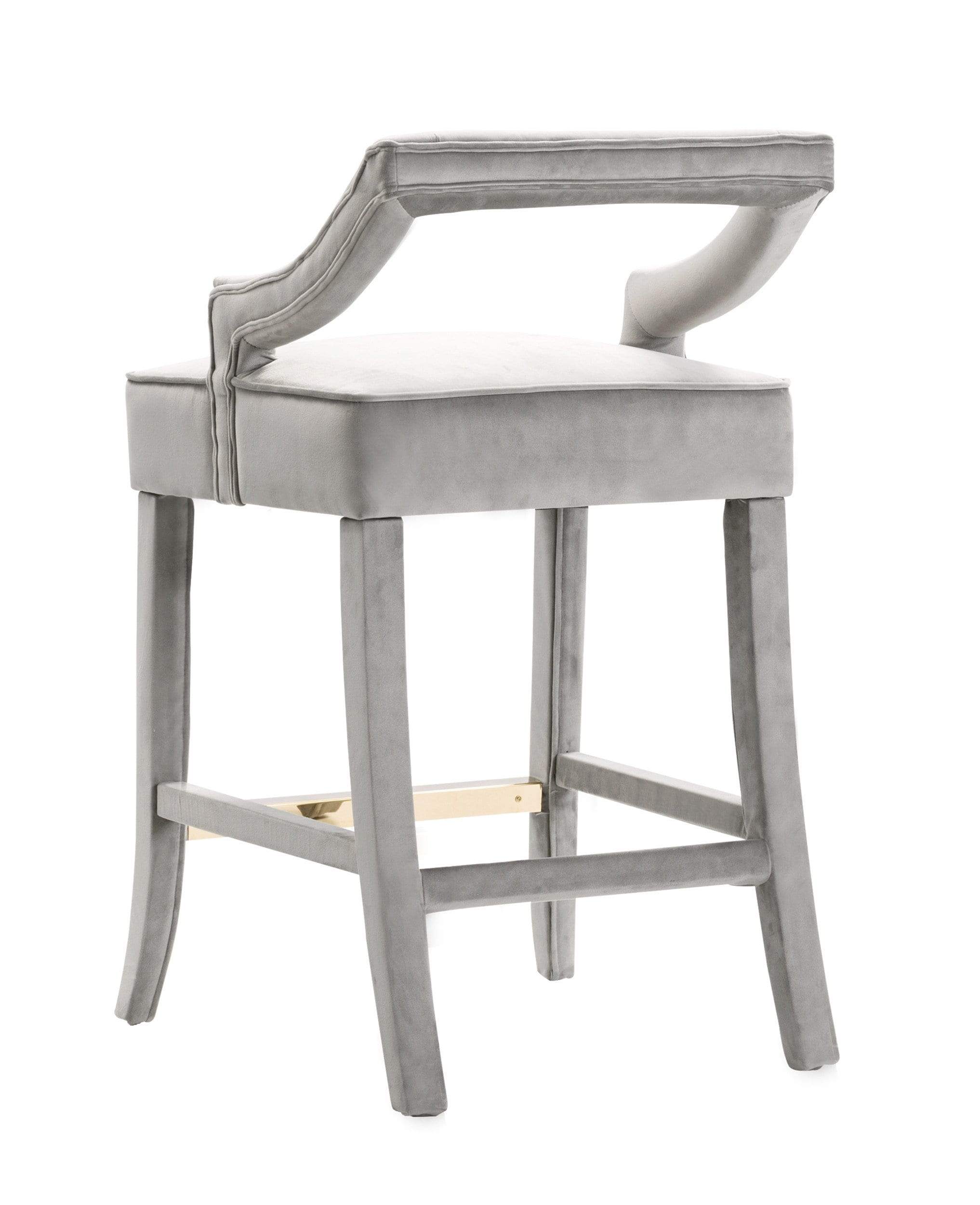 Cassia Velvet Counter Stool Chair Gold Footrest