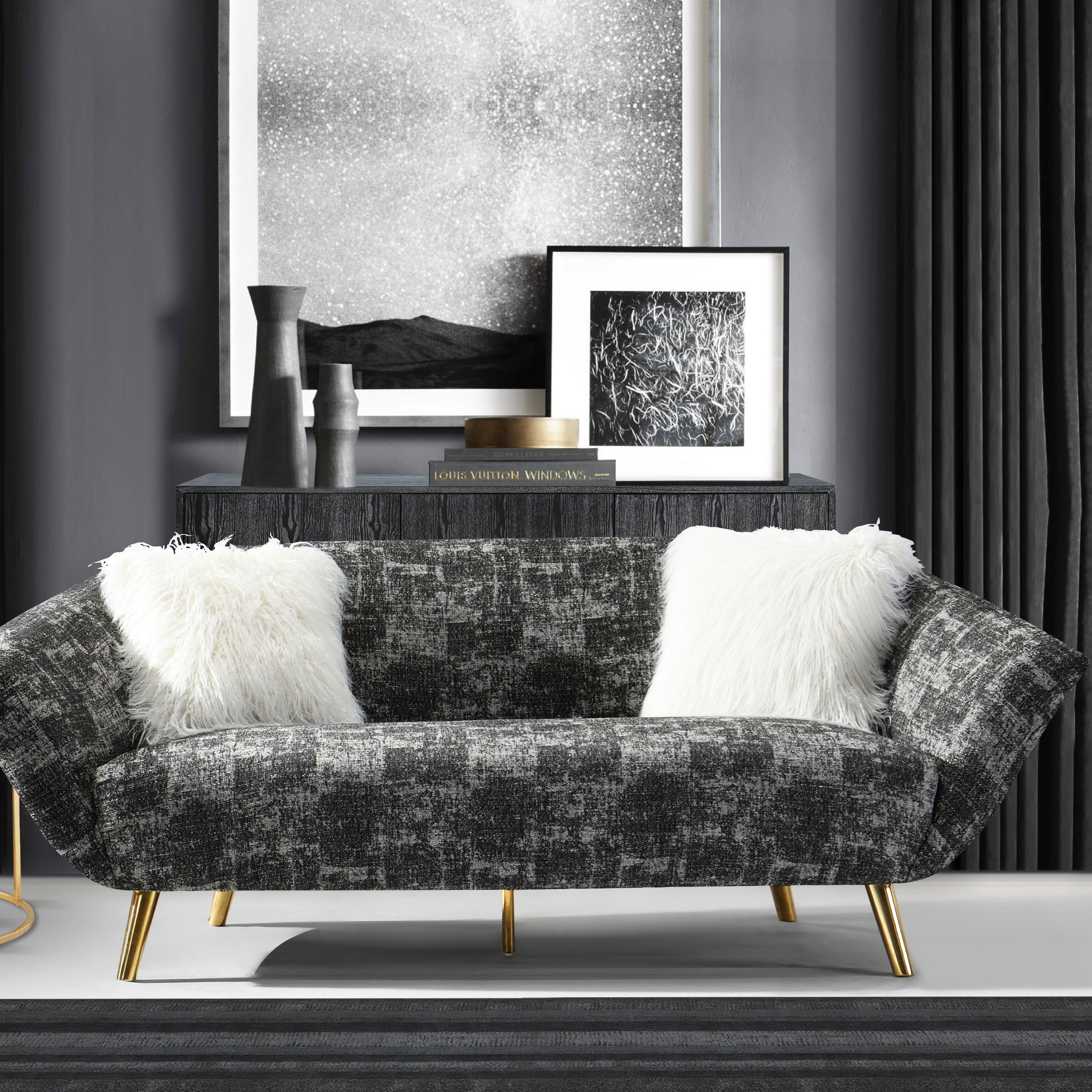 Cheverny Sofa Two-Tone Design Gold Metal Legs