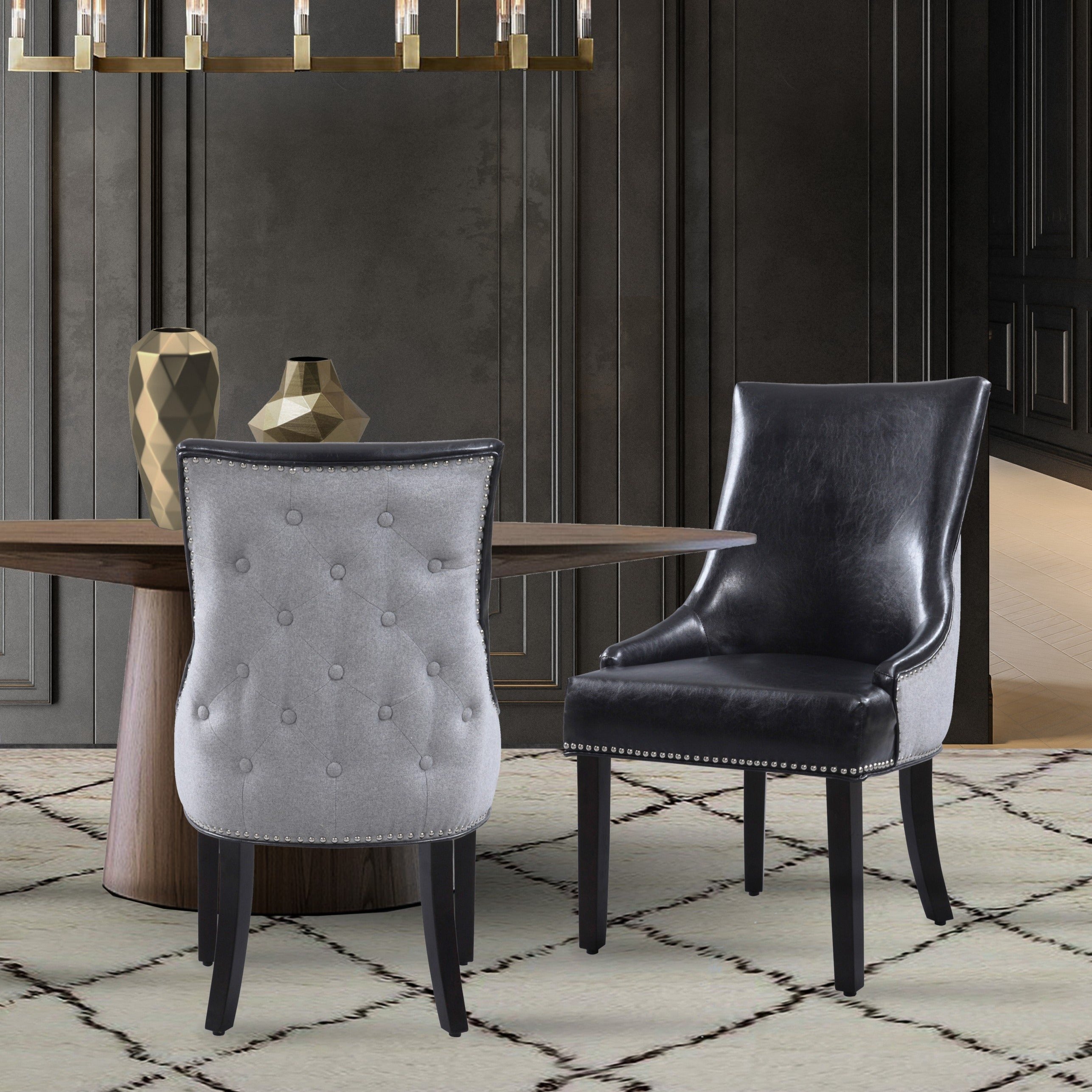 Cooper Faux Leather Linen Dining Chair Set of 2