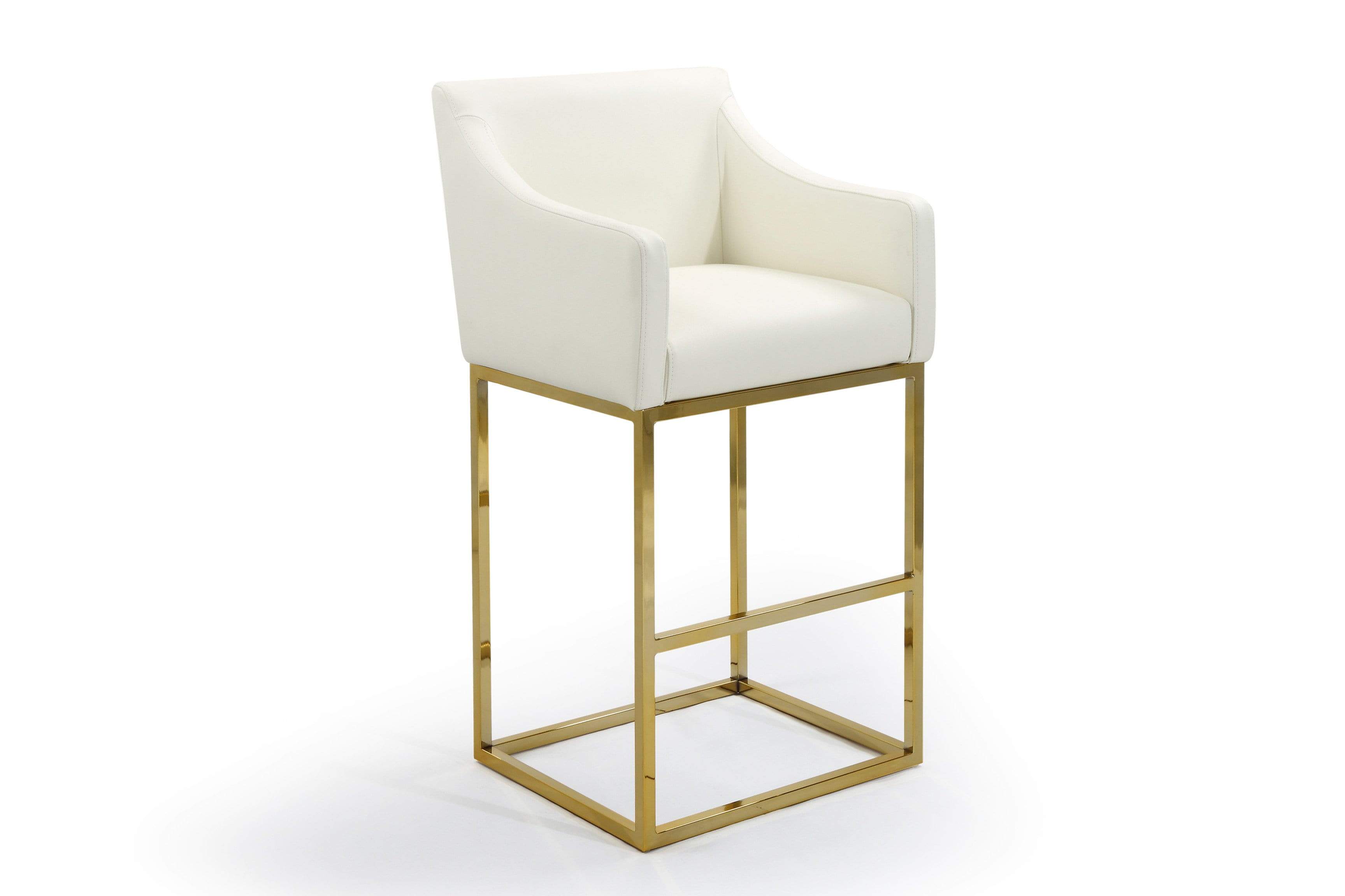 Cordele Faux Leather Bar Stool Chair Gold Base