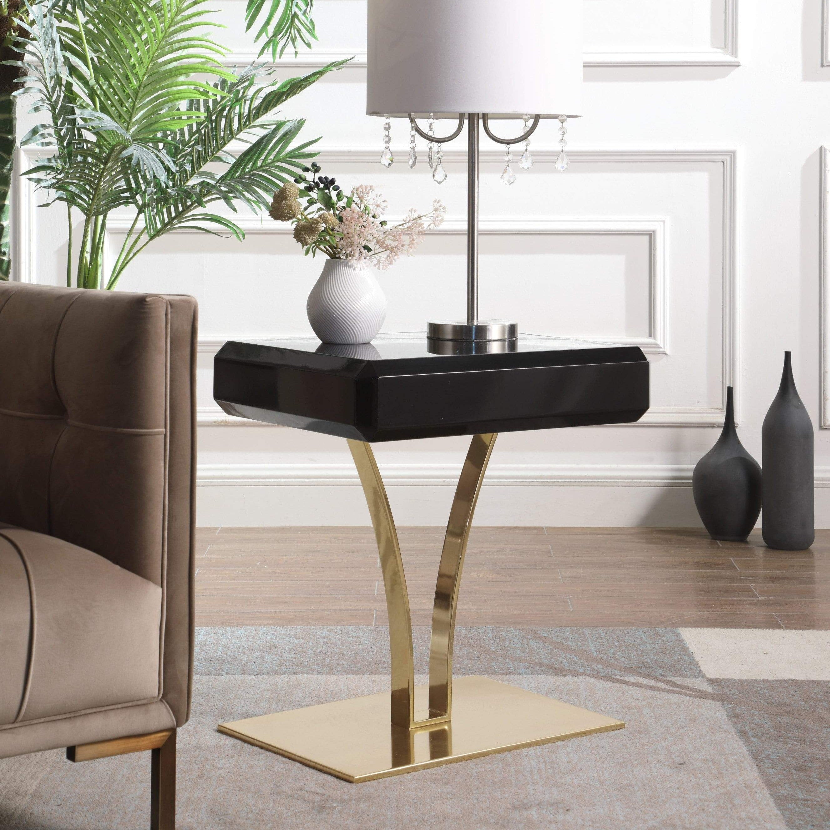 Courtney Side End Table With Self Closing Drawer