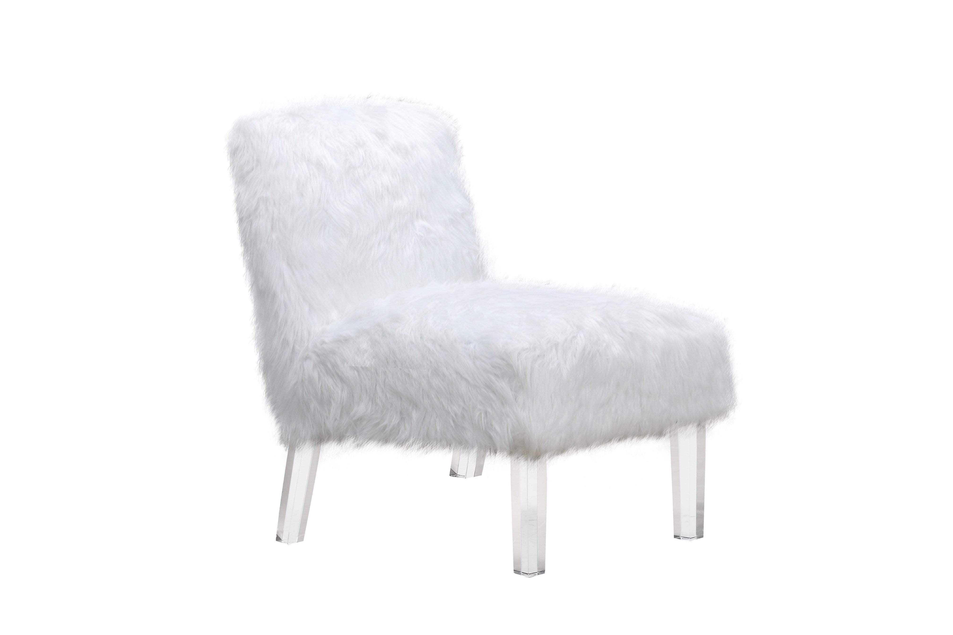 Fulvio Faux Fur Accent Side Chair Acrylic Legs
