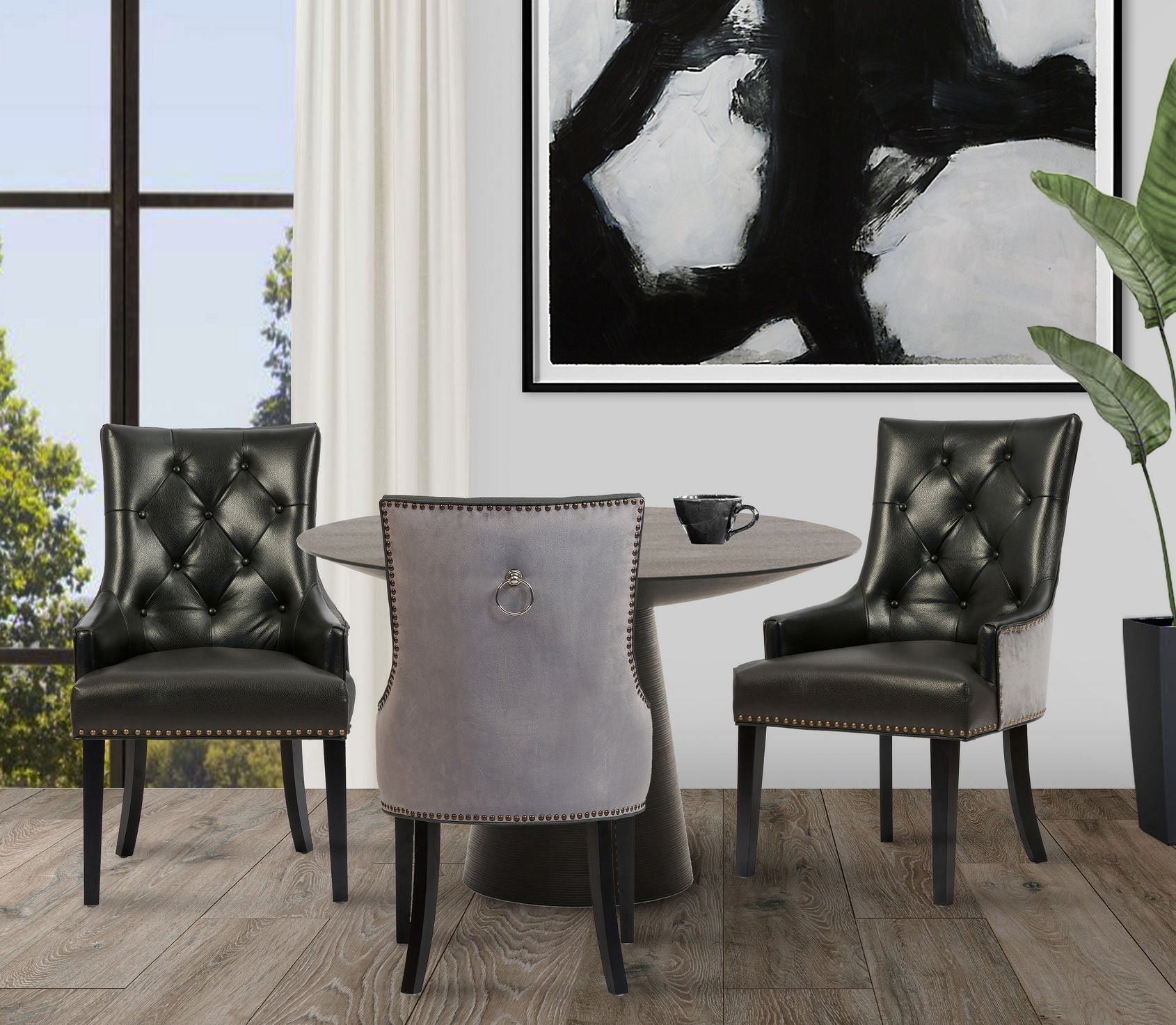 Gilbert Faux Leather Velvet Dining Chair Set of 2