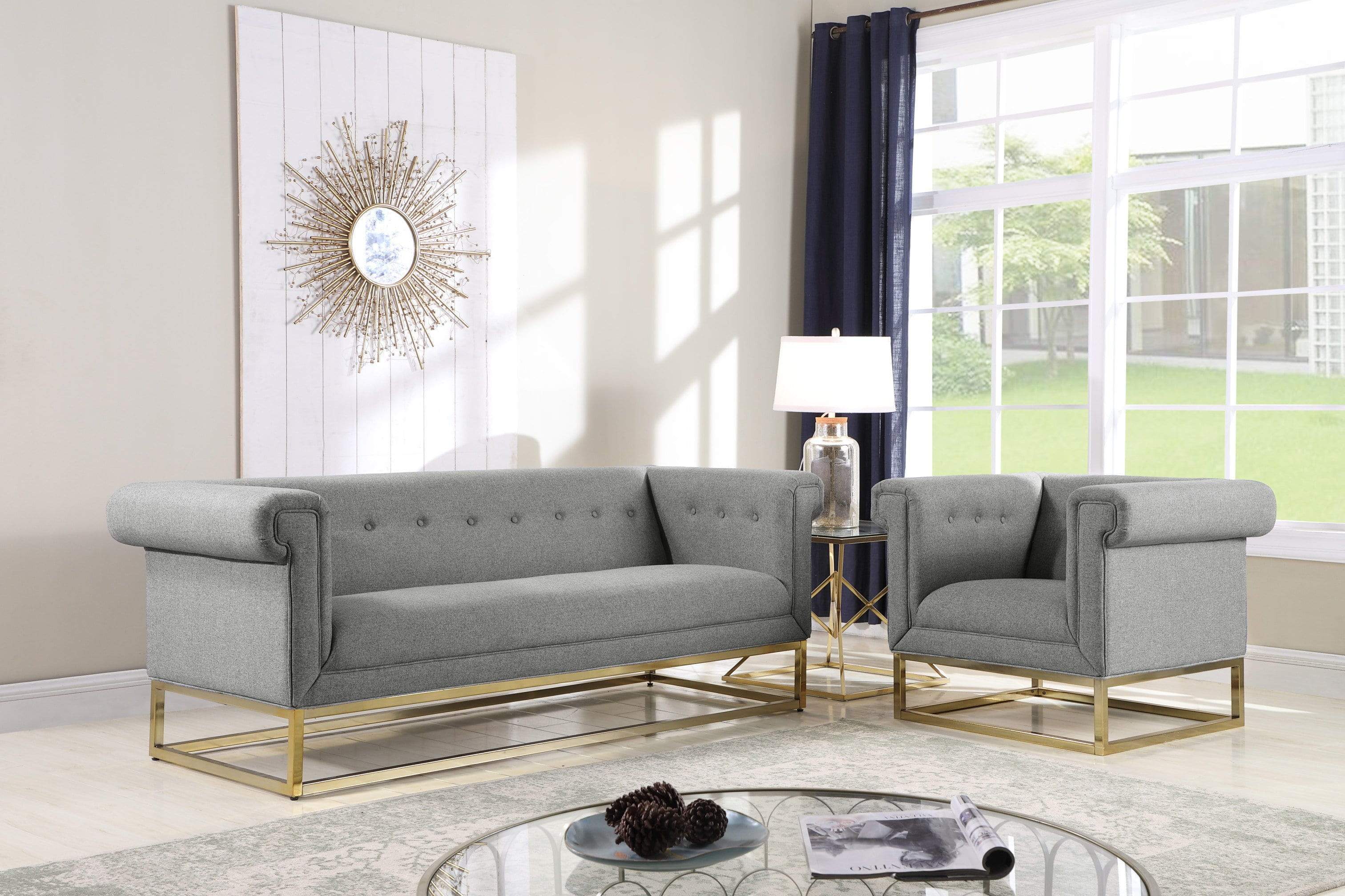 Gloria Button Tufted Rolled Shelter Arm Sofa