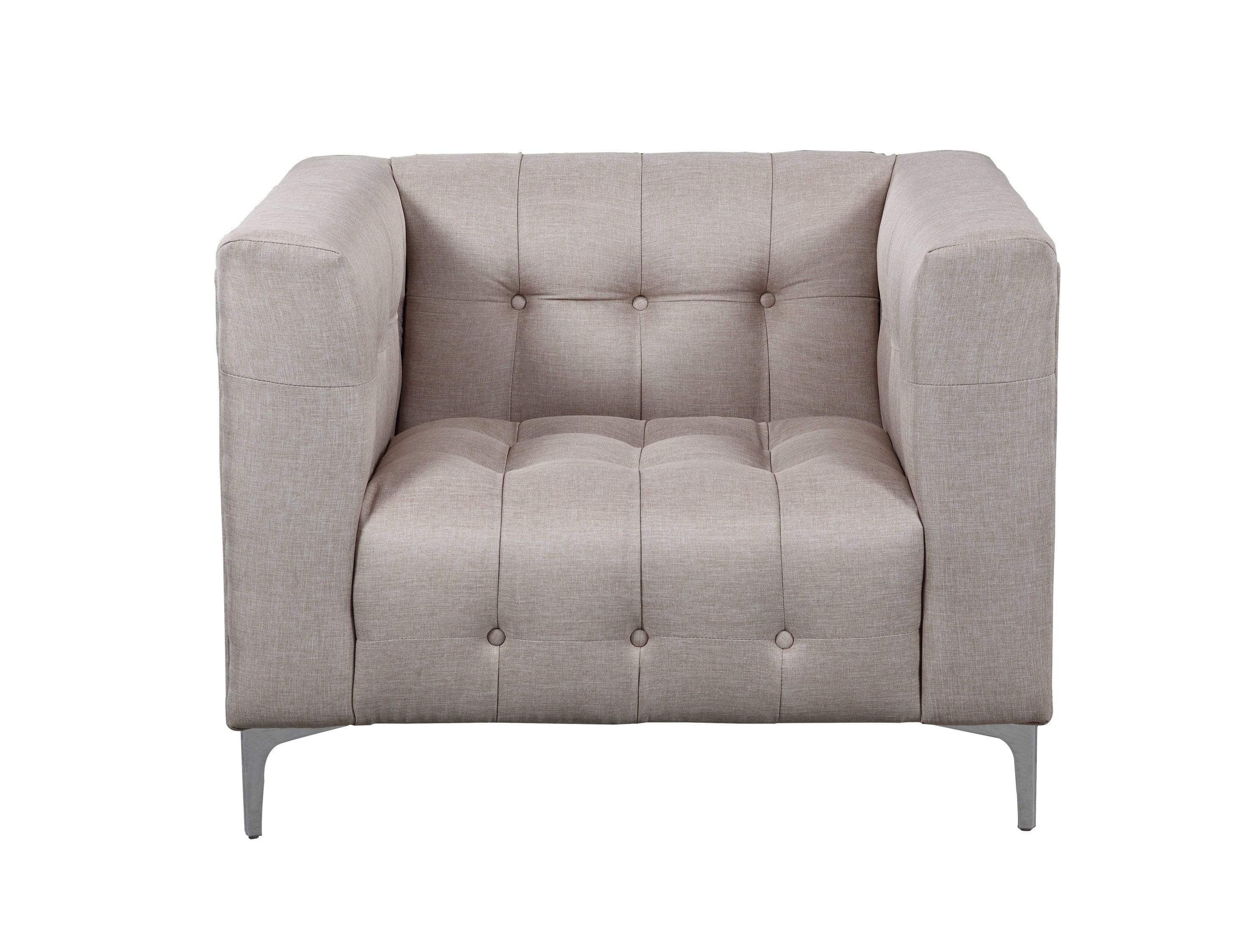 Gotti Tufted Linen Club Chair With Silver Legs
