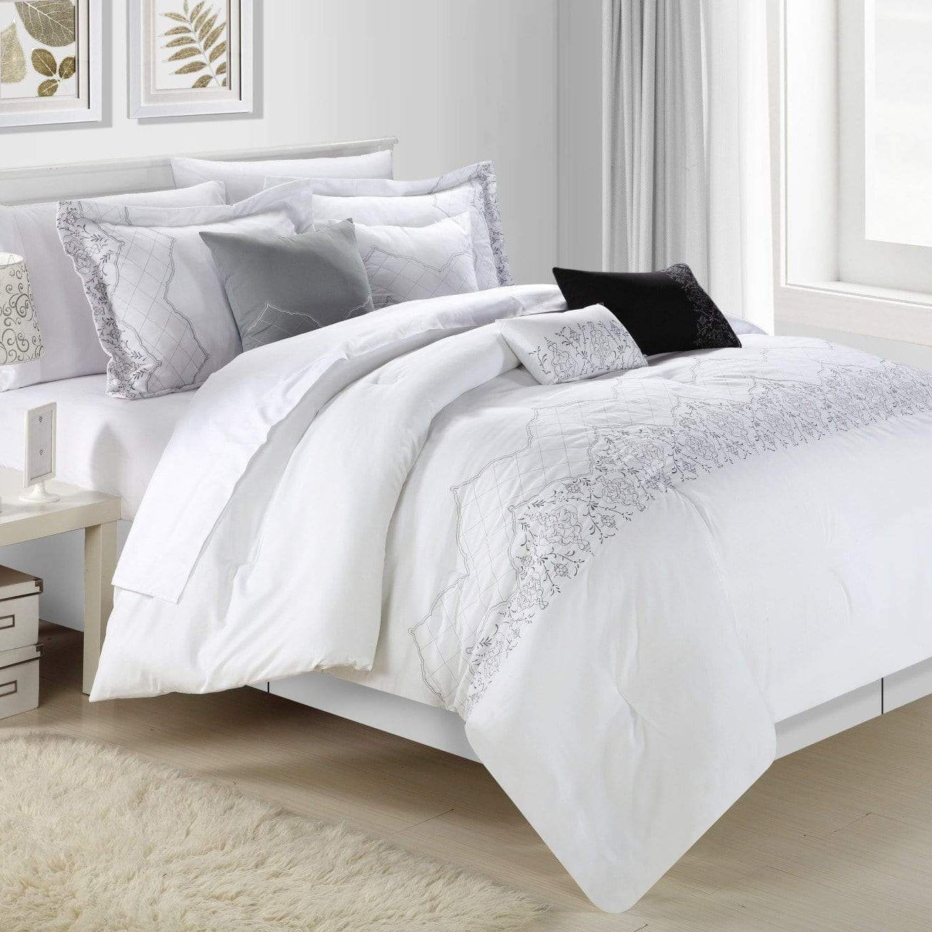 Grace 8 Piece Embroidered Comforter Set