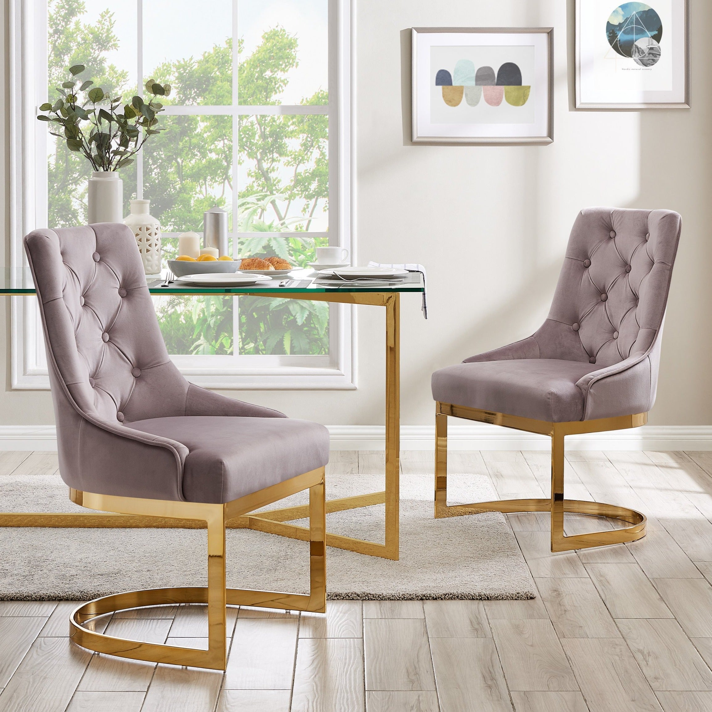 Greta Tufted Velvet Side Dining Chair Set of 2