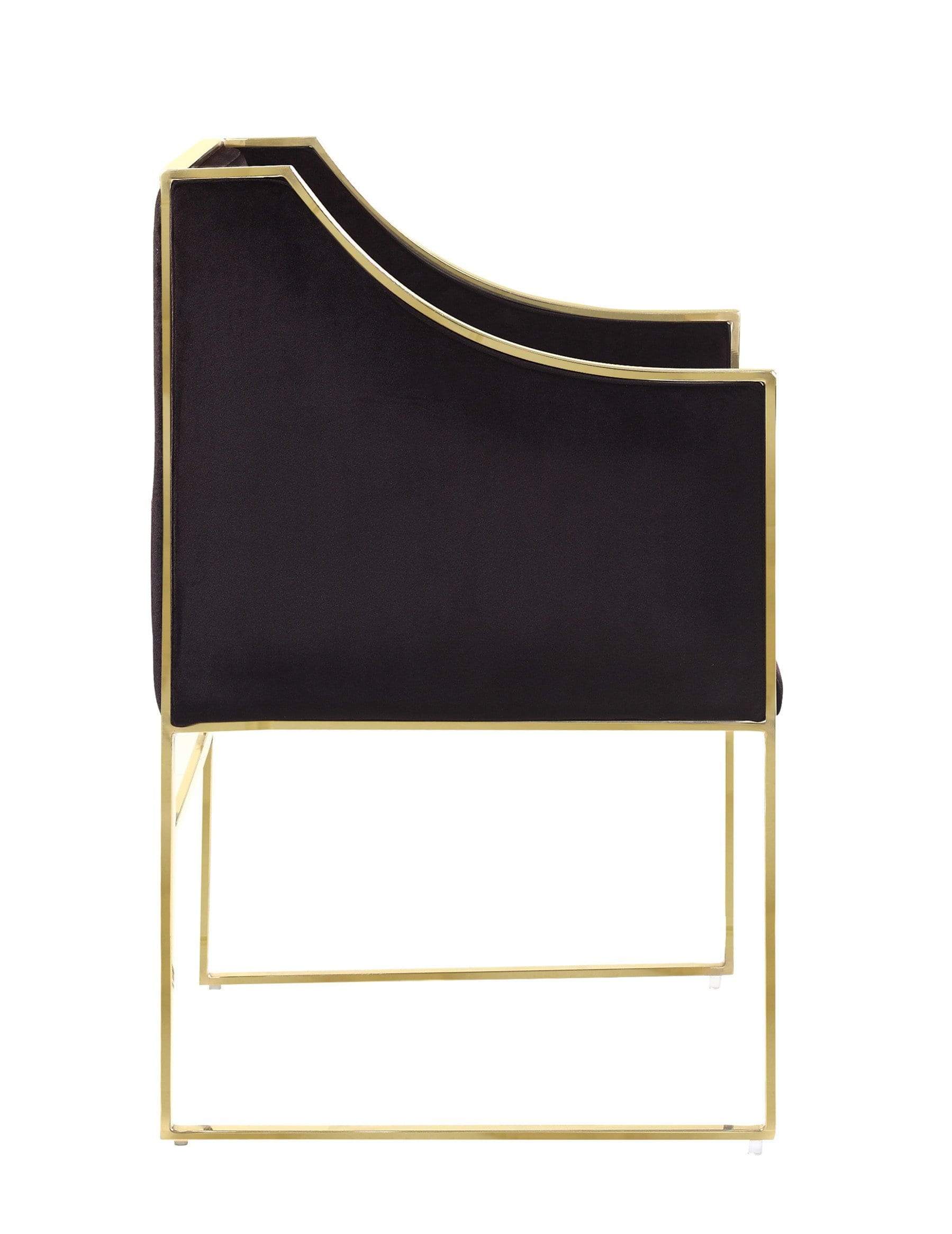Homer Velvet Accent Chair Brass Metal Frame