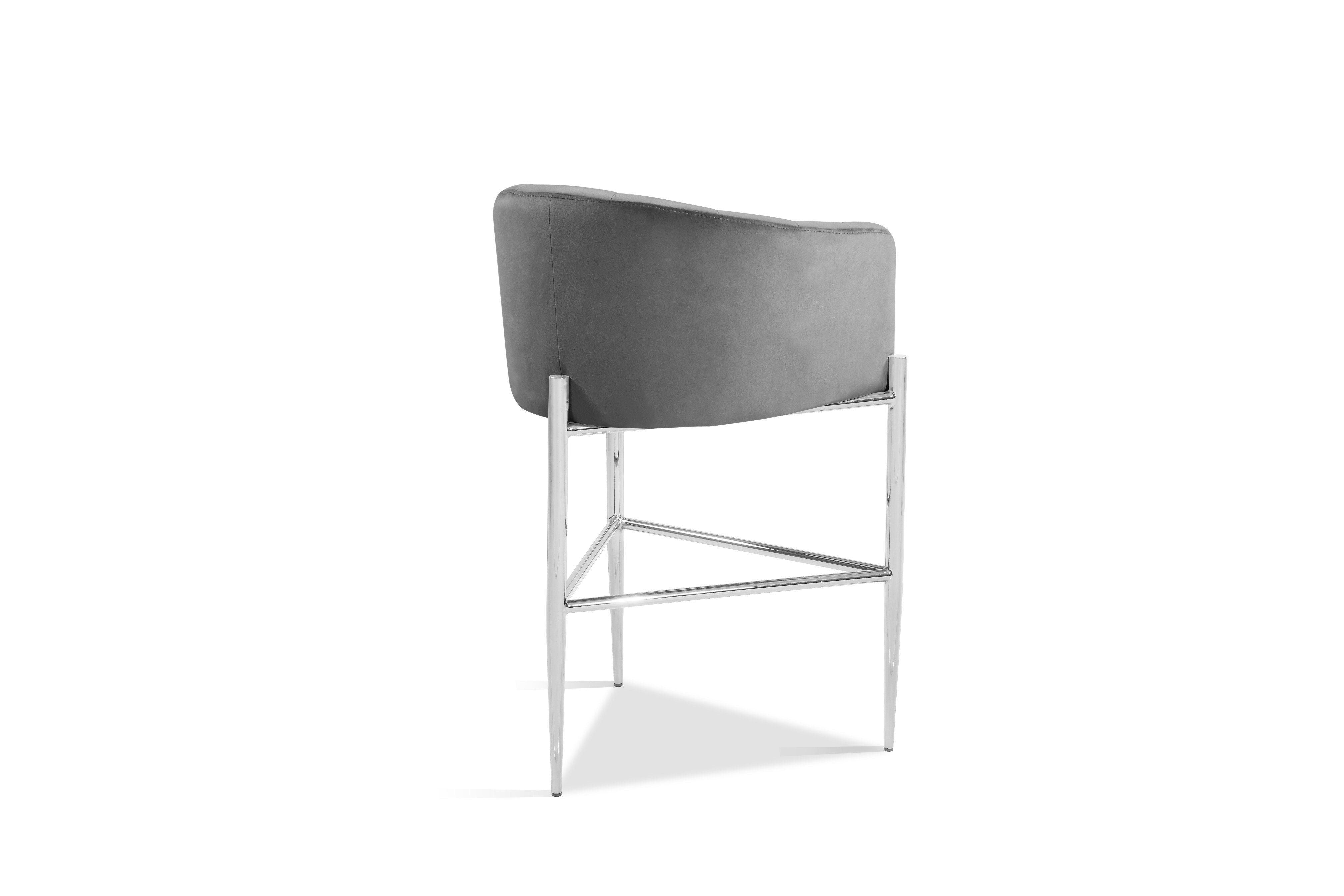 Ivah Velvet Bar Stool Chair Chrome Base
