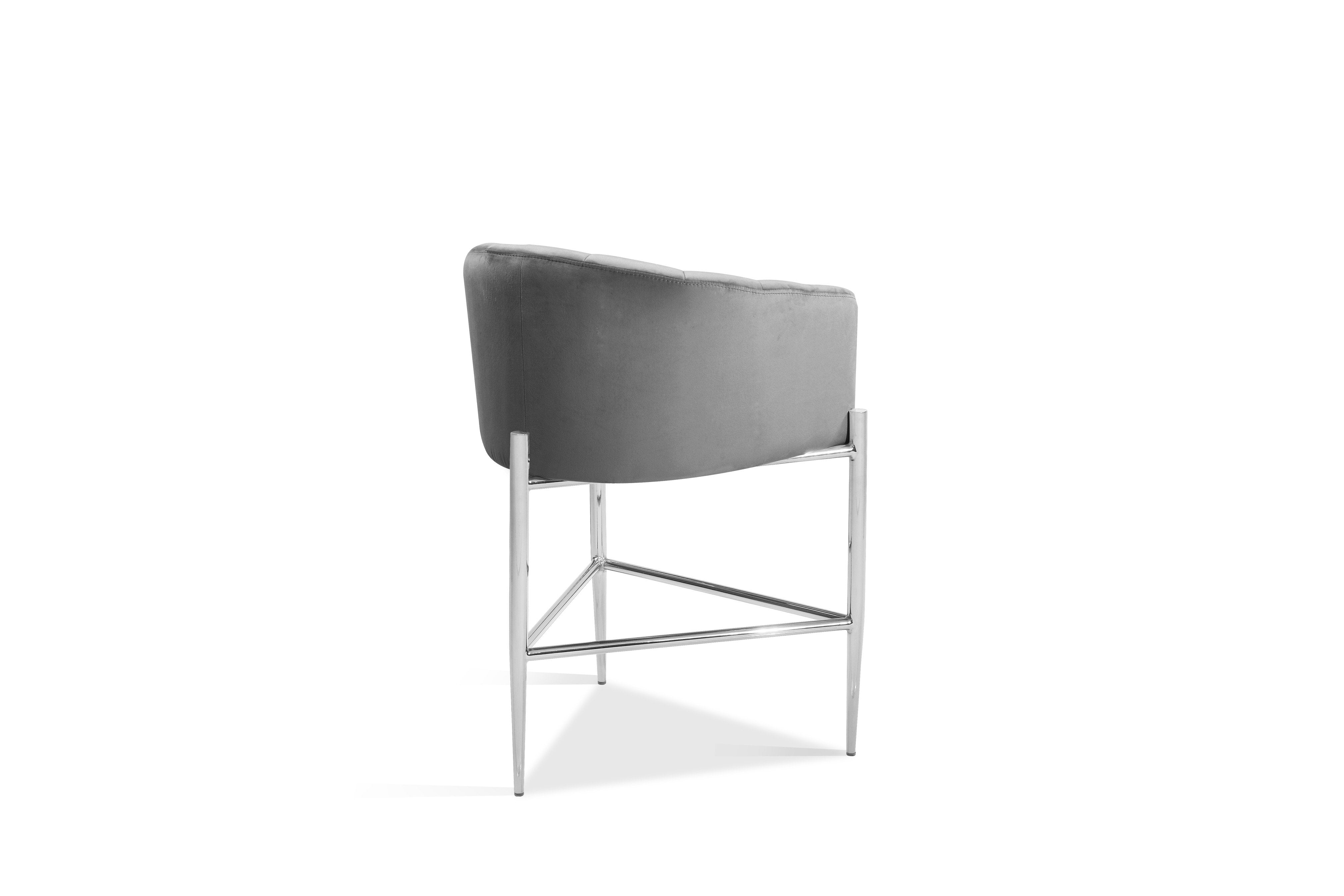Ivah Velvet Counter Stool Chair Chrome Base