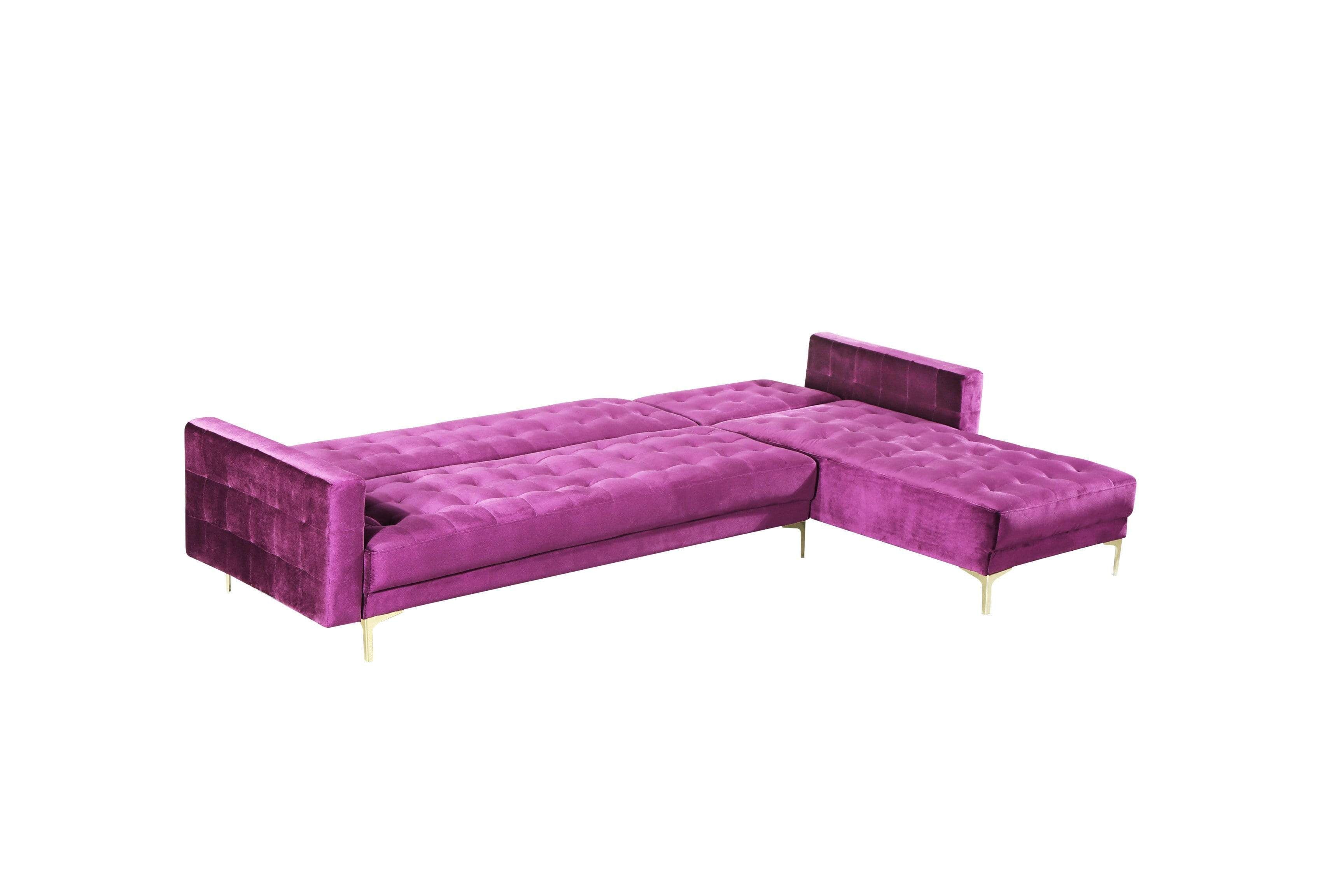 Kiefer Right Facing Velvet Sectional Sofa Sleeper Bed