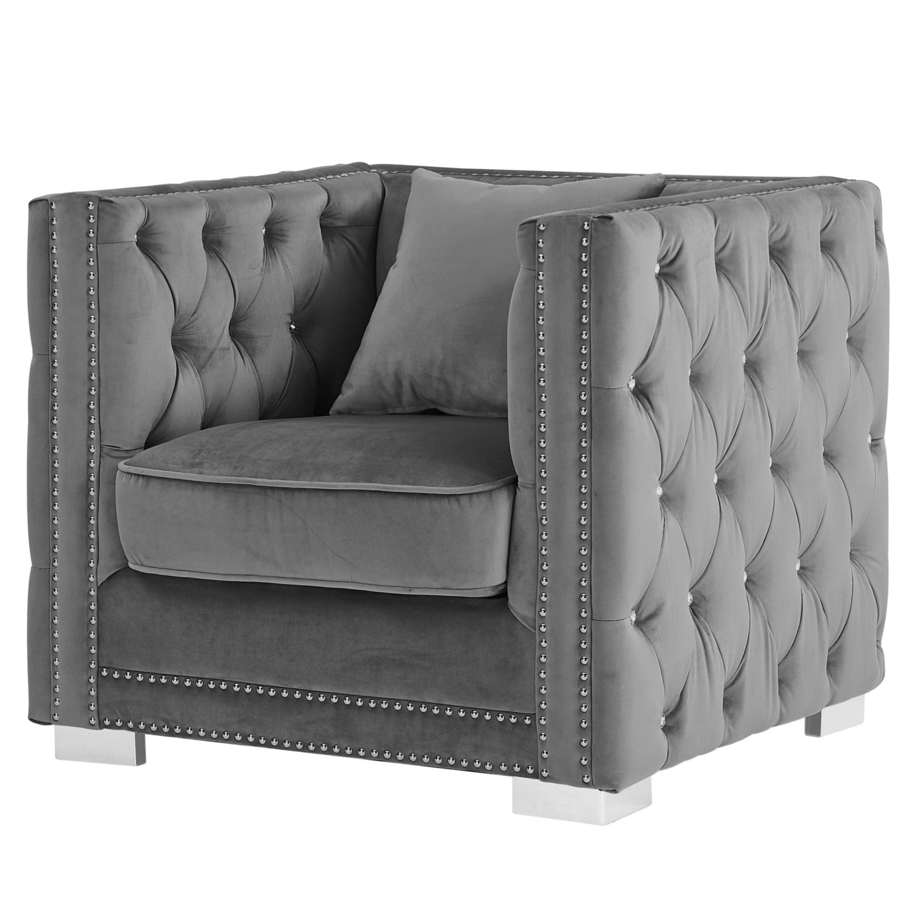 Kristofel Button Tufted Velvet Club Chair