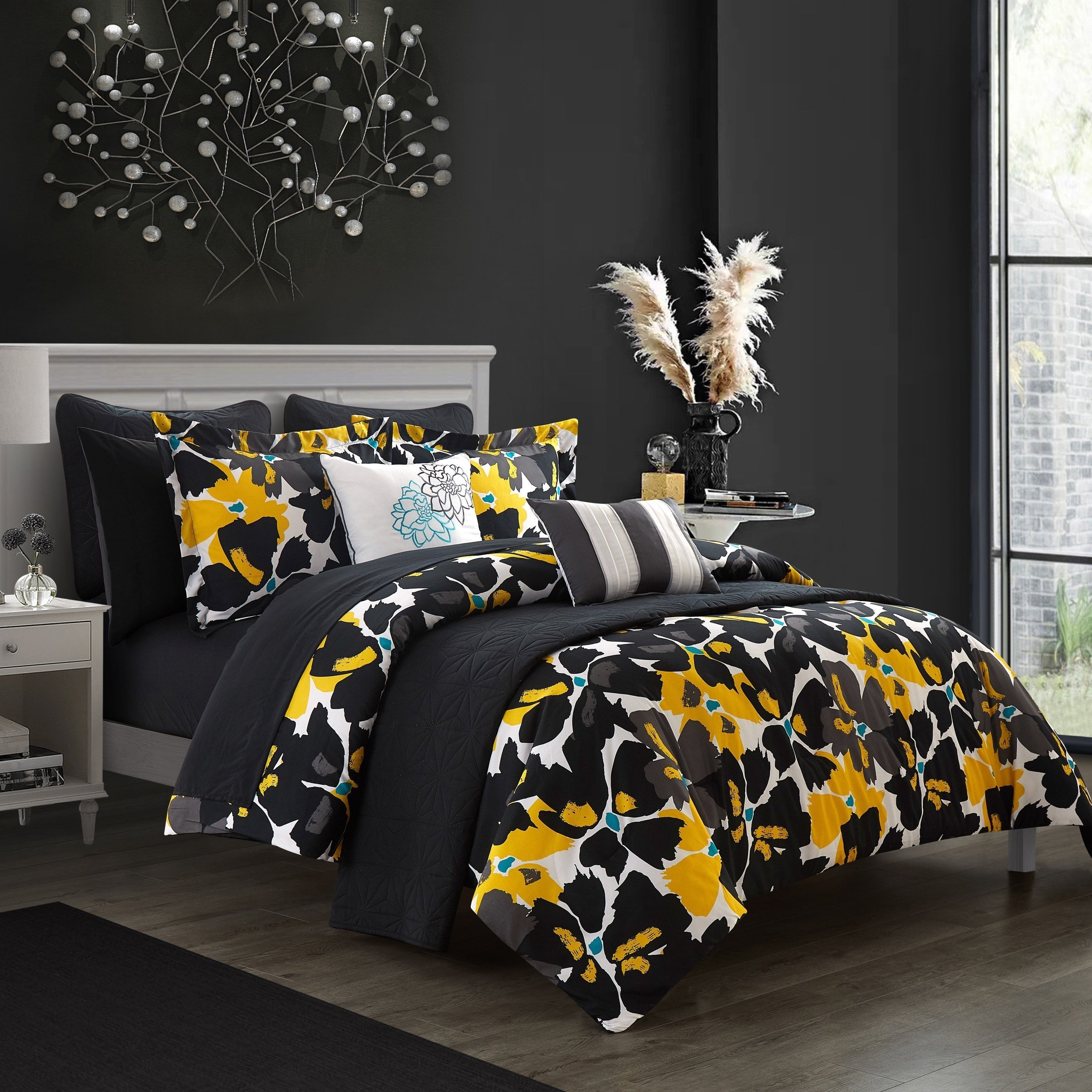 Malea 12 Piece Floral Comforter and Quilt Set