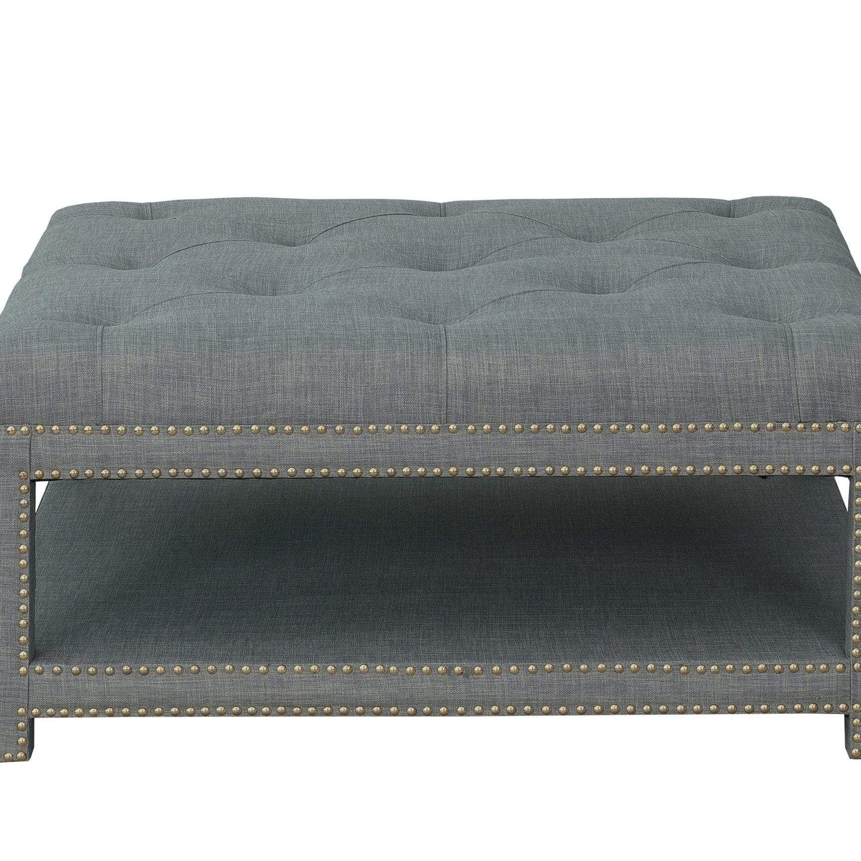 Micah Tufted Linen Coffee Table Ottoman