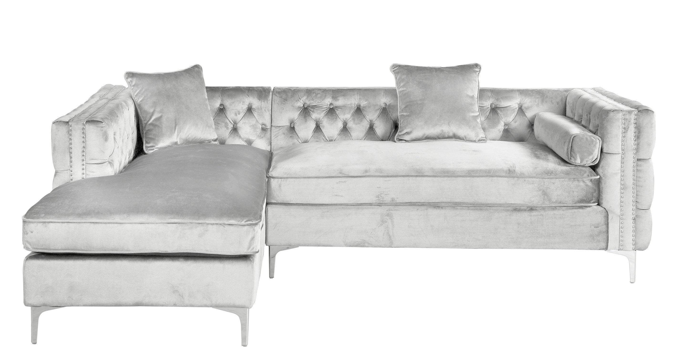 Monet Left Facing Tufted Velvet Sectional Sofa