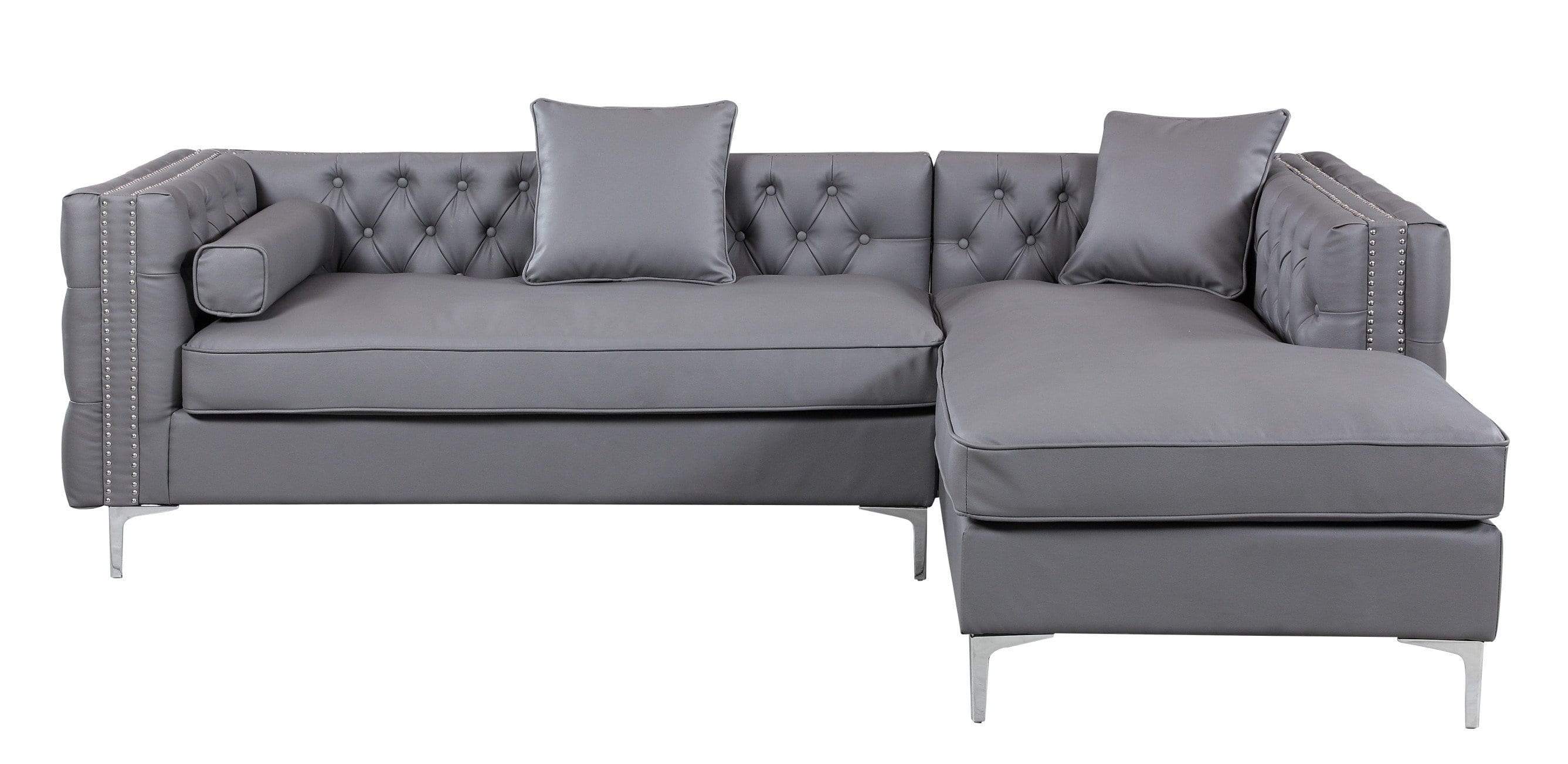 Monet Right Facing PU Leather Tufted Sectional Sofa
