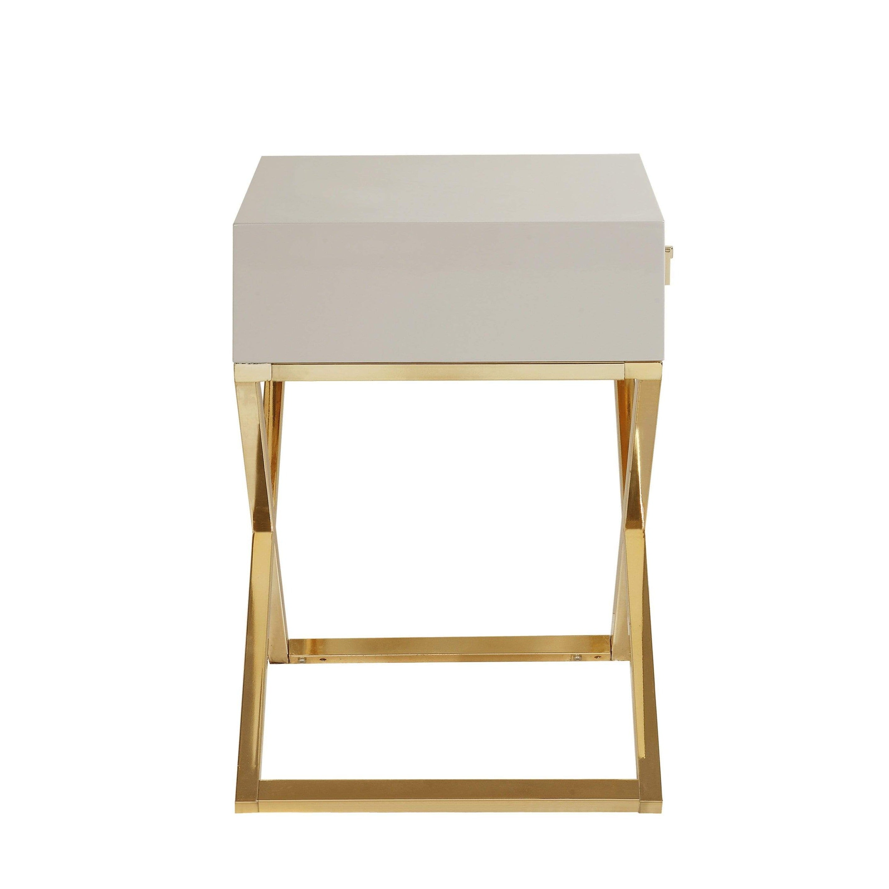 Rochester X-Frame End Side Table With Self Closing Drawer