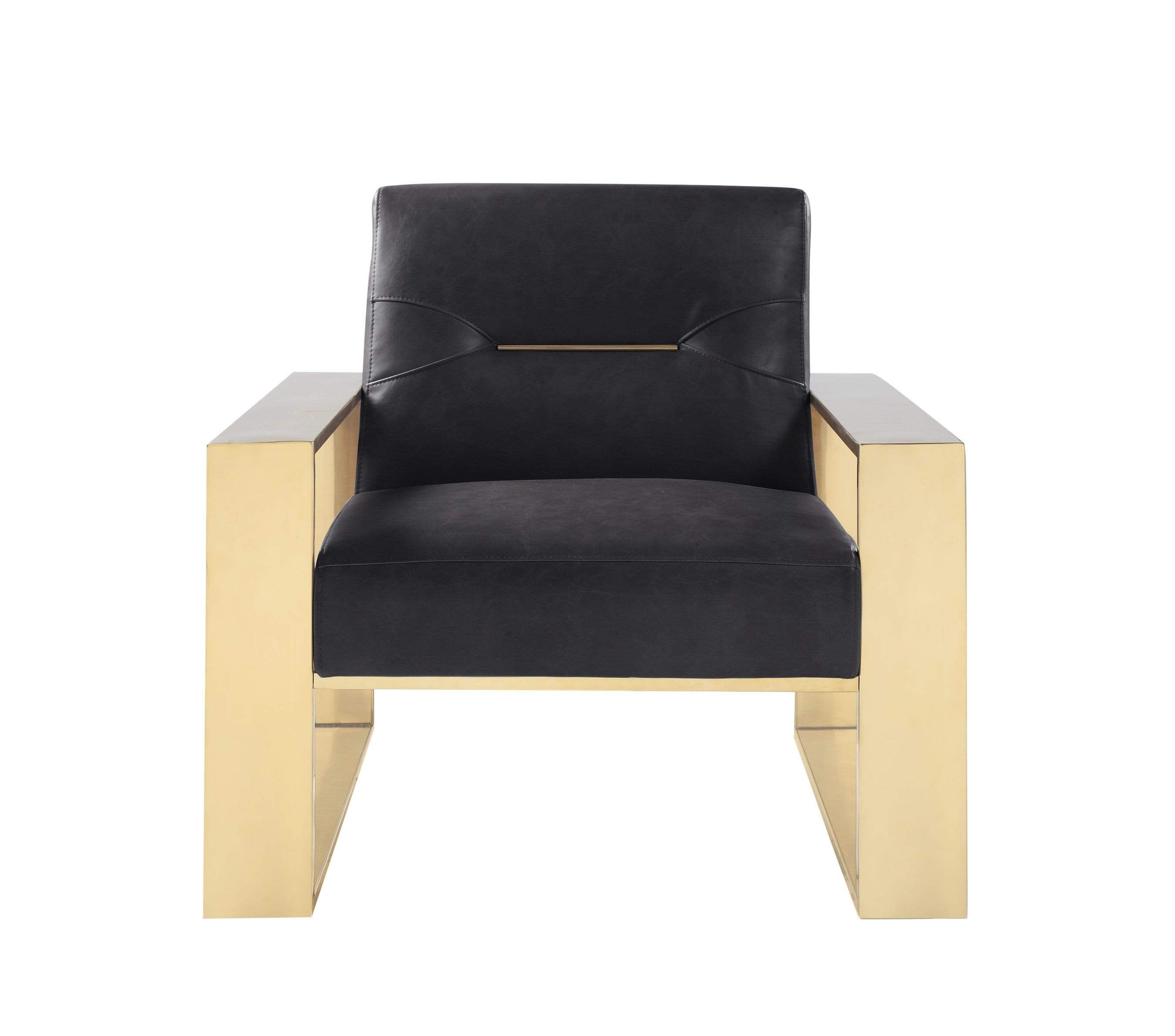 Stefan Faux Leather Accent Club Chair Brass Frame