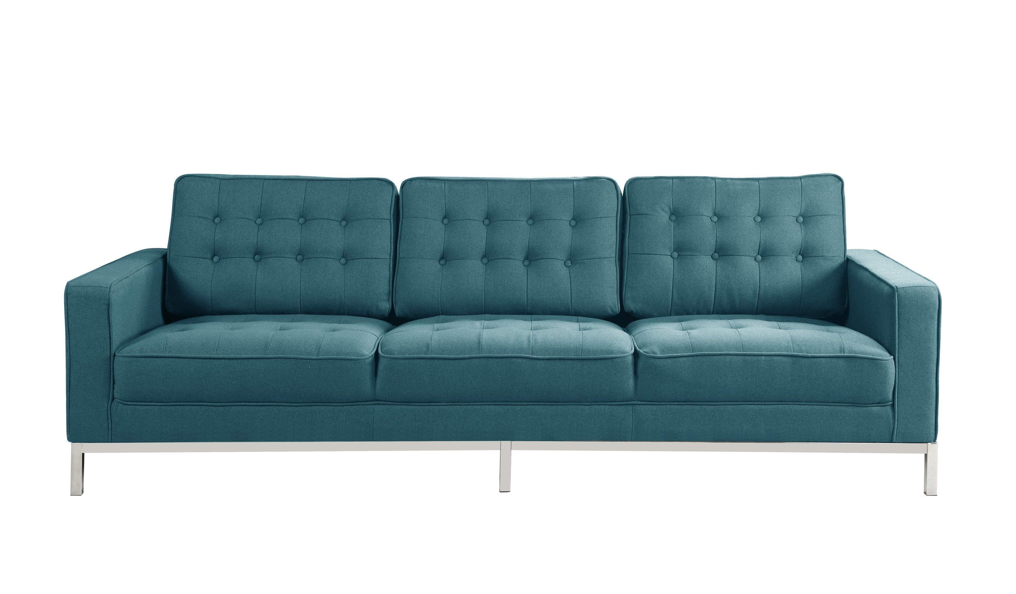 Sterling Three Seat Tufted Linen Sofa