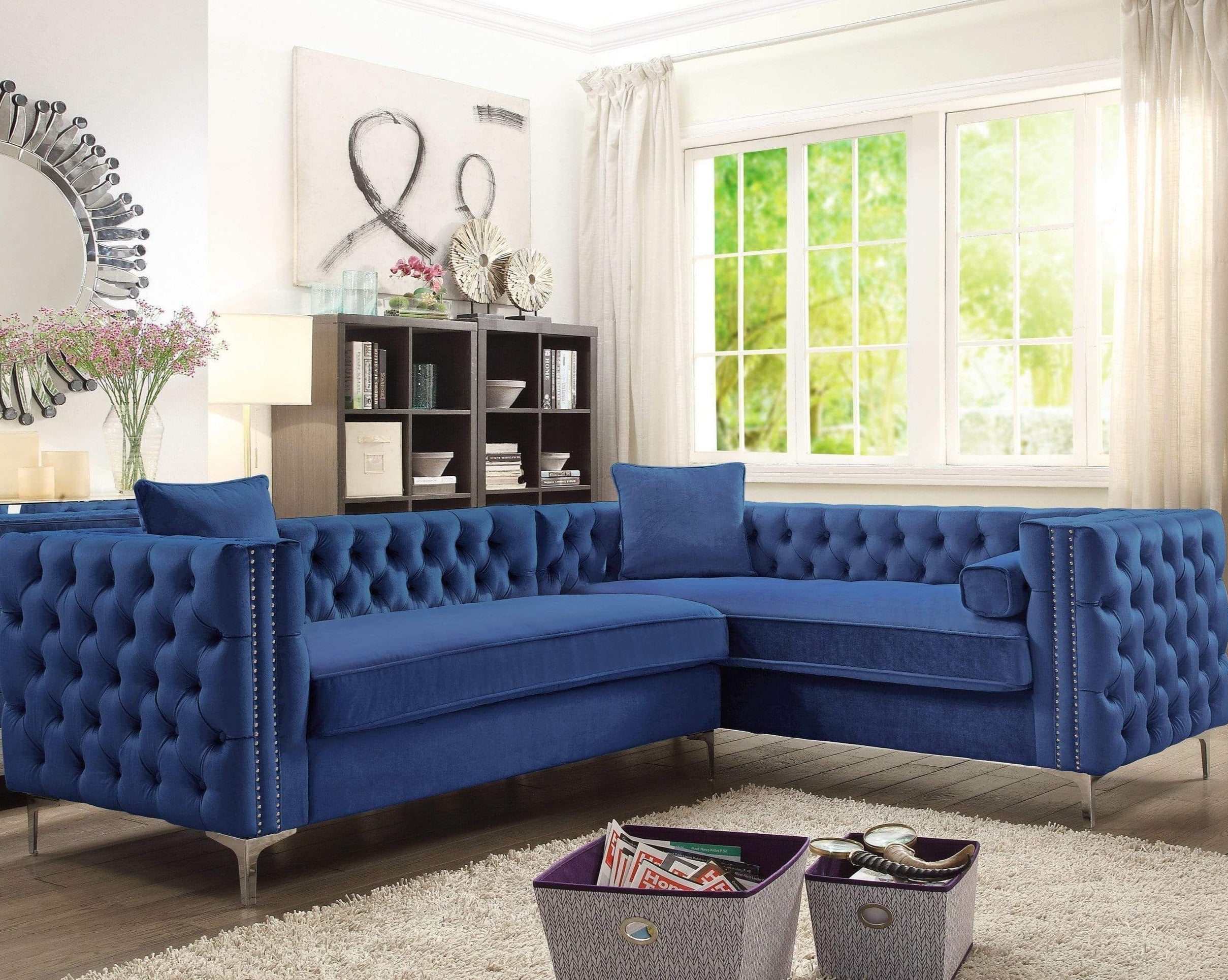 Susan Right Facing Tufted Velvet Sectional Sofa