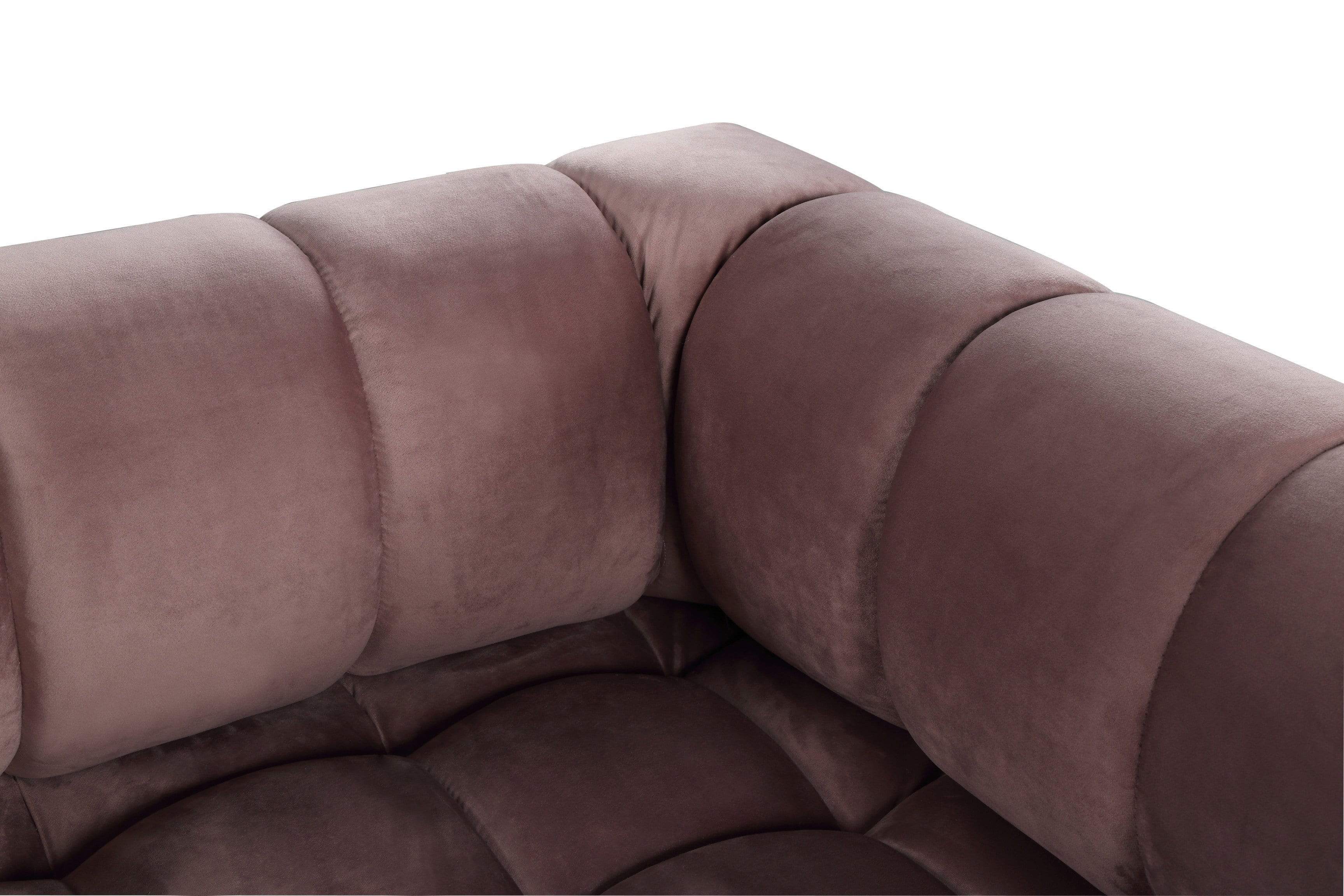 Tofino Sofa Velvet Upholstered Vertical Channel-Quilted Shelter Arm Tufted Design