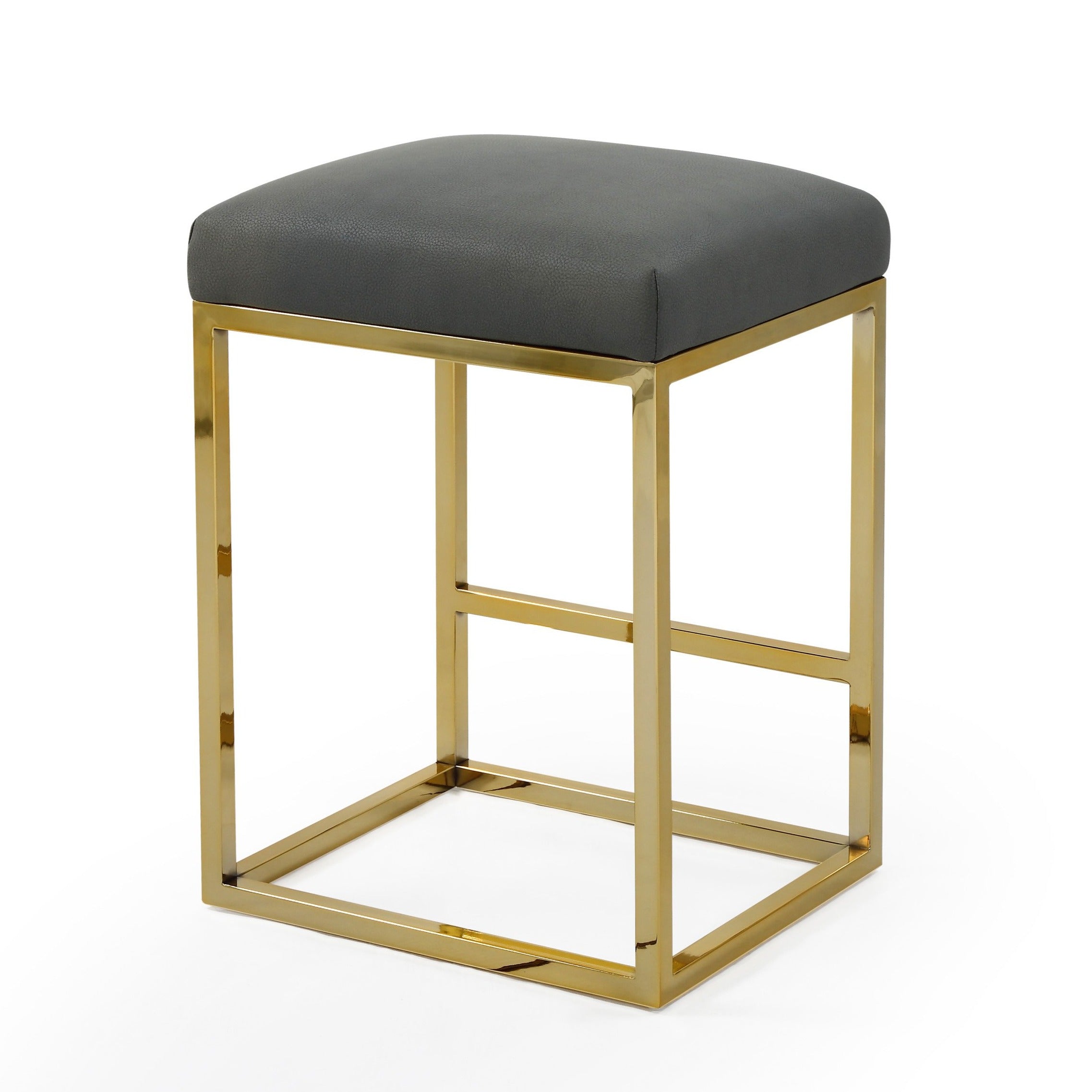 Valerie Backless Faux Leather Counter Stool Gold Base
