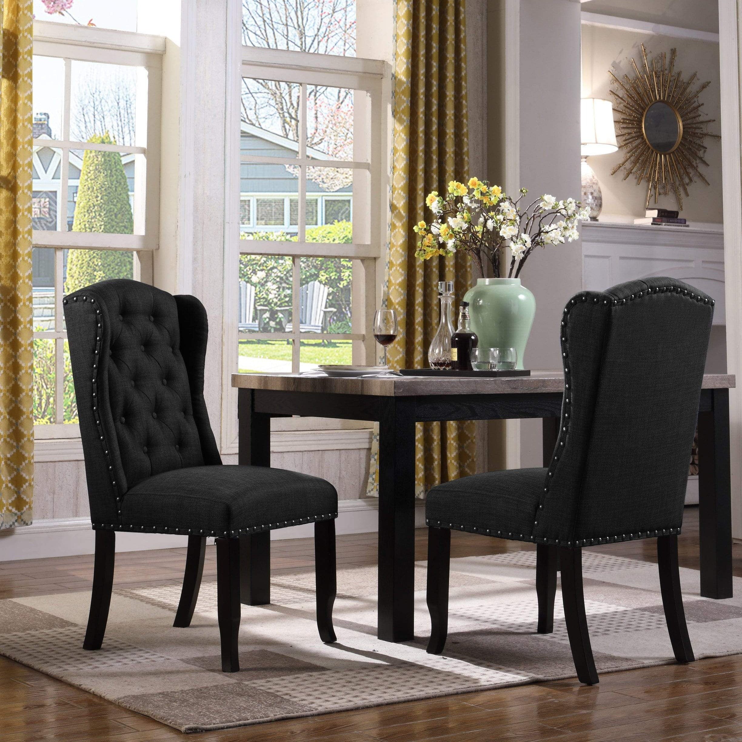 Viola Faux Linen Wingback Dining Chair Set of 2