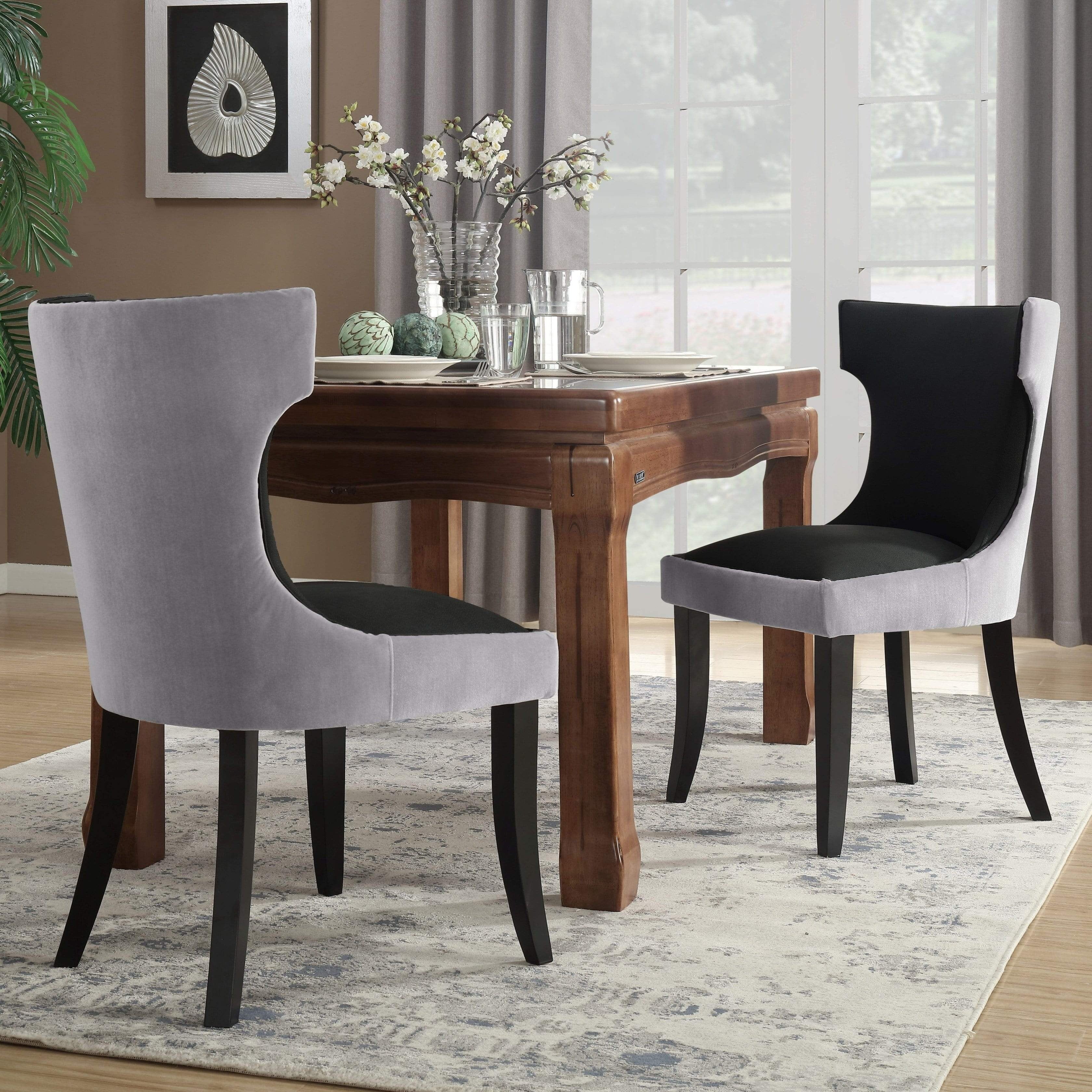 Zeke Faux Leather Velvet Side Dining Chair Set of 2