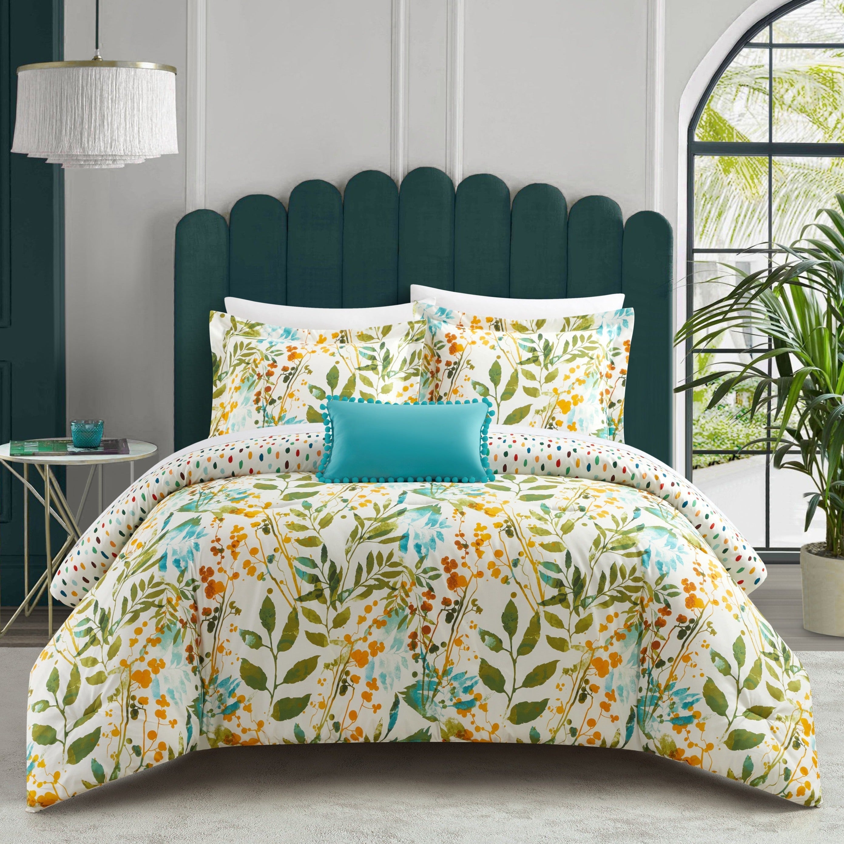 Blaire 4 Piece Reversible Floral Print Comforter Set