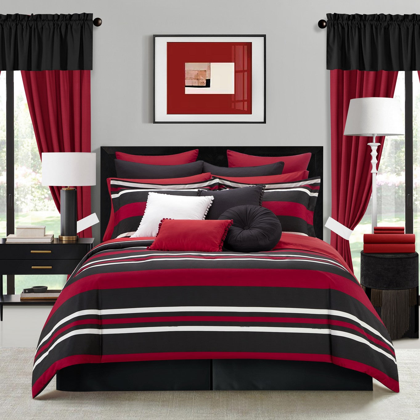 Heniemo 30 Piece Striped Comforter Set