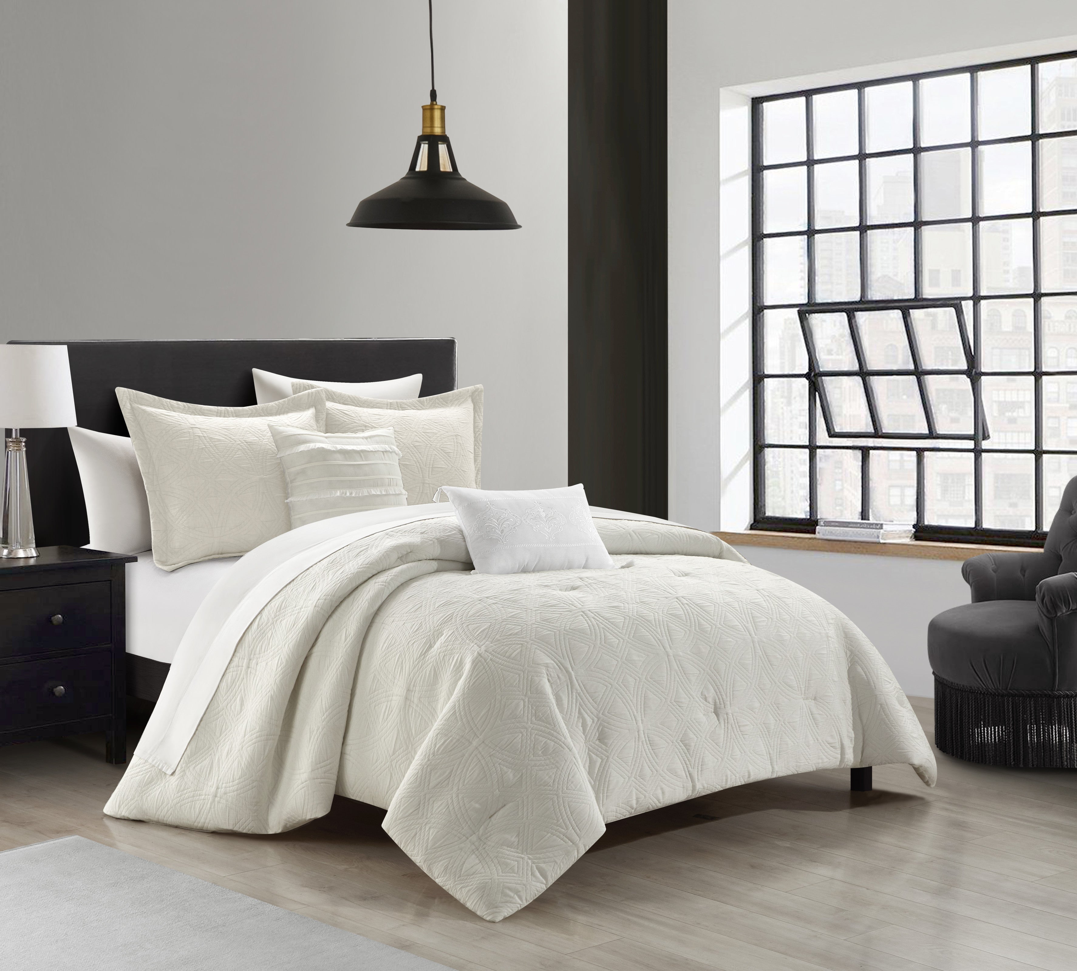 NY&C Home Artista 9 Piece Cotton Blend Jacquard Comforter Set 