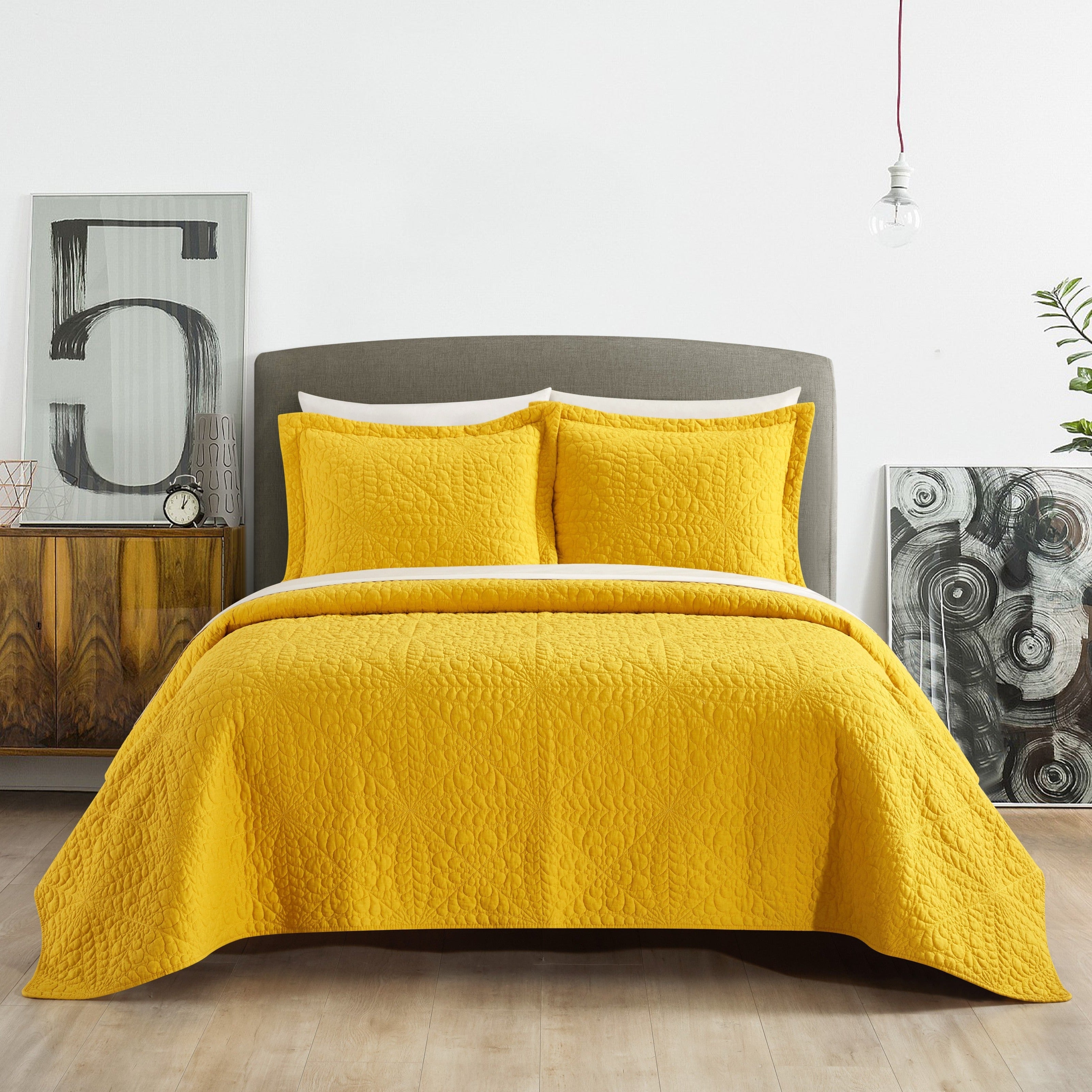 NY&C Home Babe 3 Piece Cotton Quilt Set Yellow