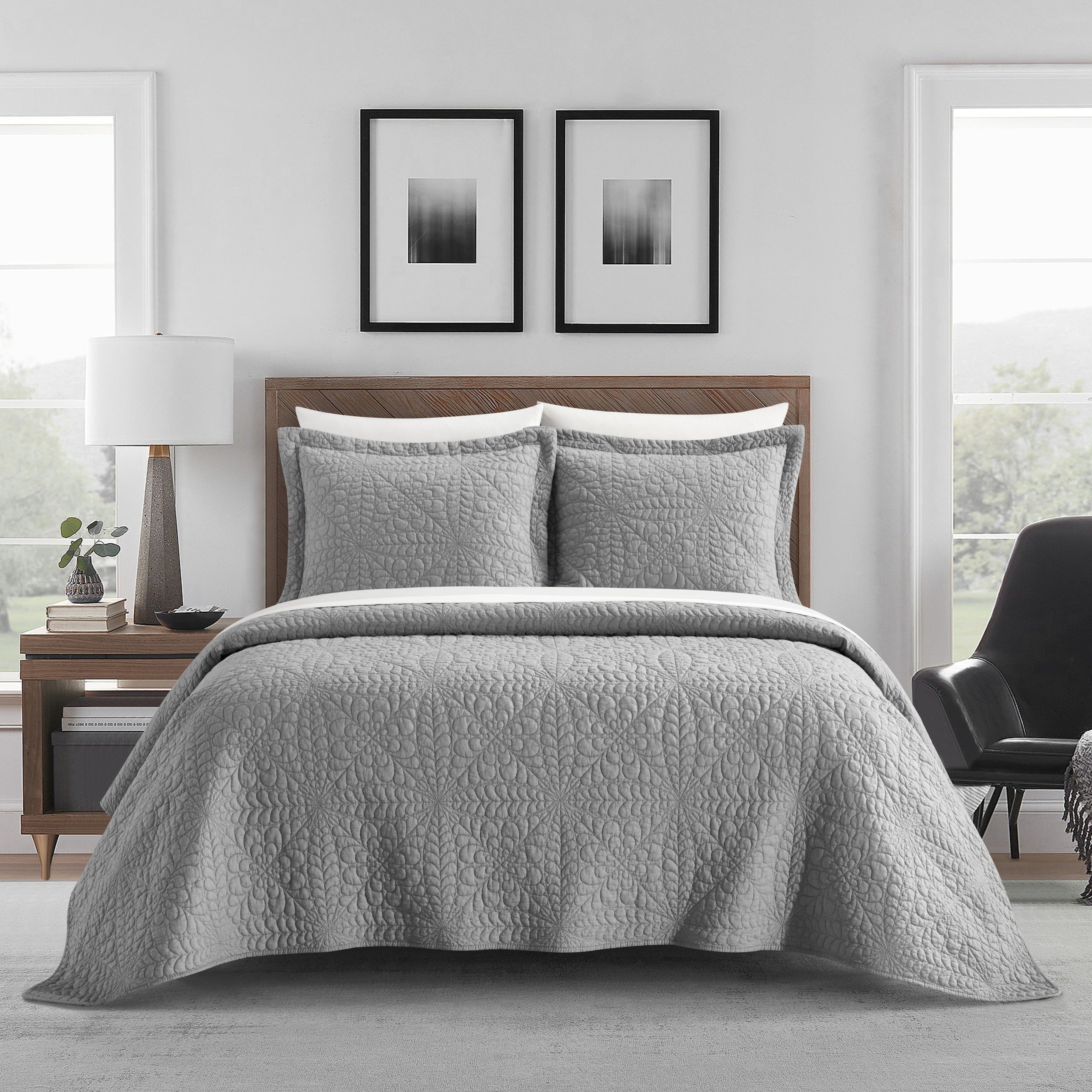 NY&C Home Babe 7 Piece Cotton Quilt Set Grey